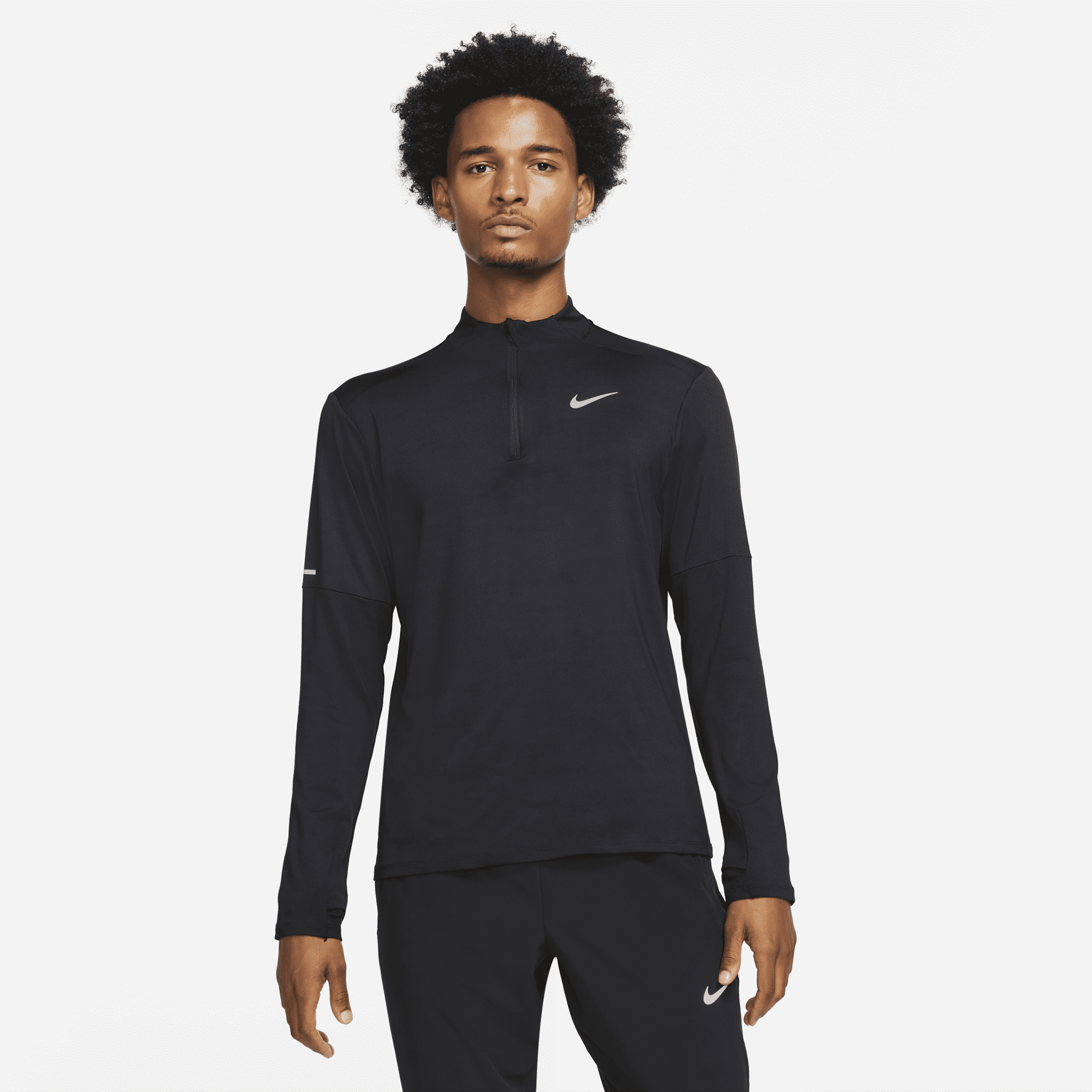 Nike Element Dri-FIT-løbetop med 1/2 lynlås til mænd - sort