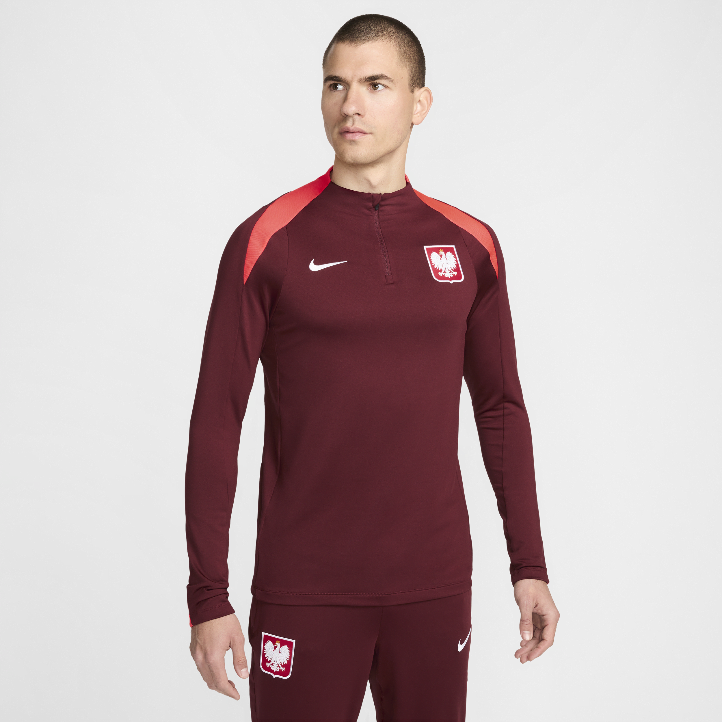 Polen Strike Nike Dri-FIT-fodboldtræningstrøje til mænd - rød