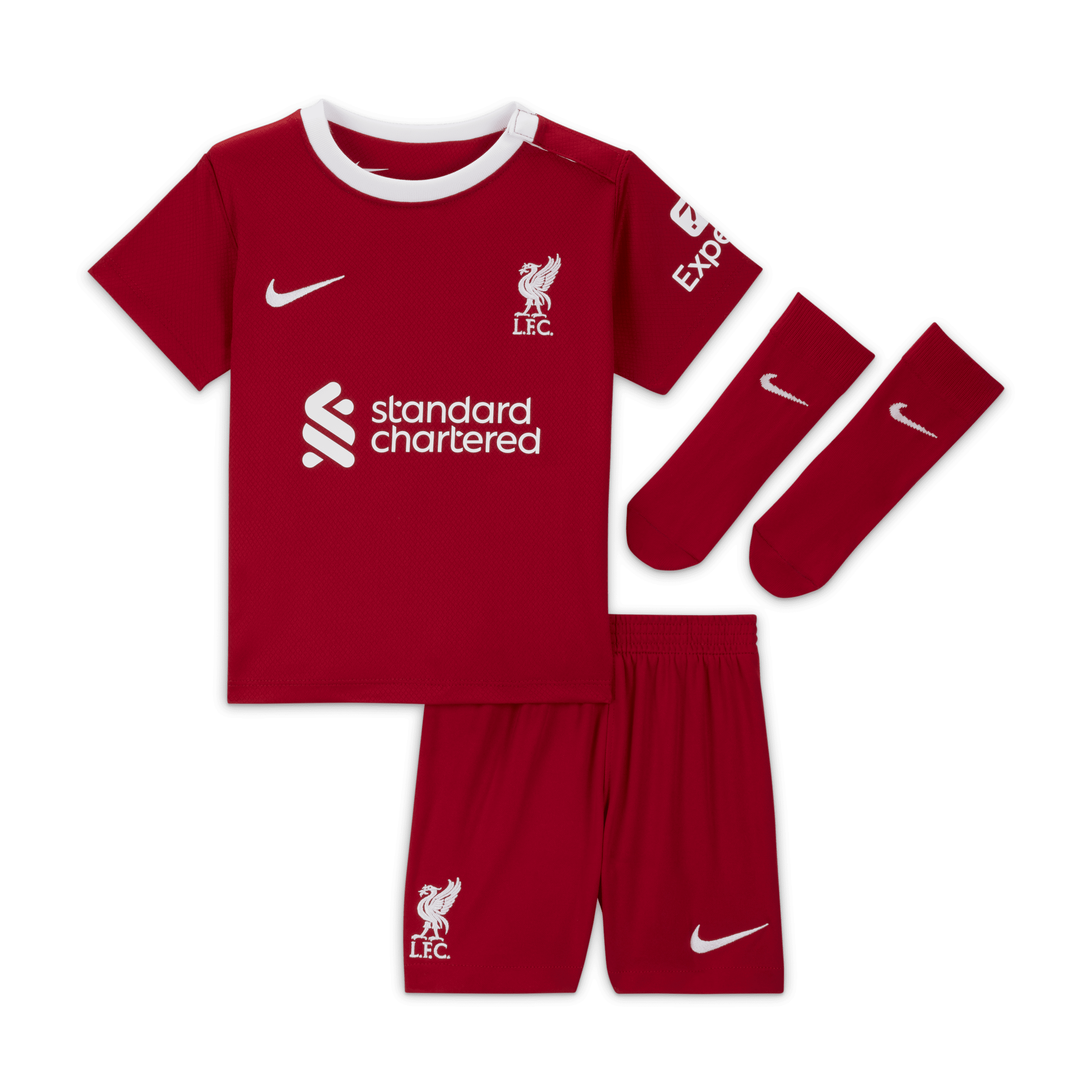 Divisa in 3 pezzi Nike Dri-FIT Liverpool FC 2023/24 per bebè e bimbo/a – Home - Rosso