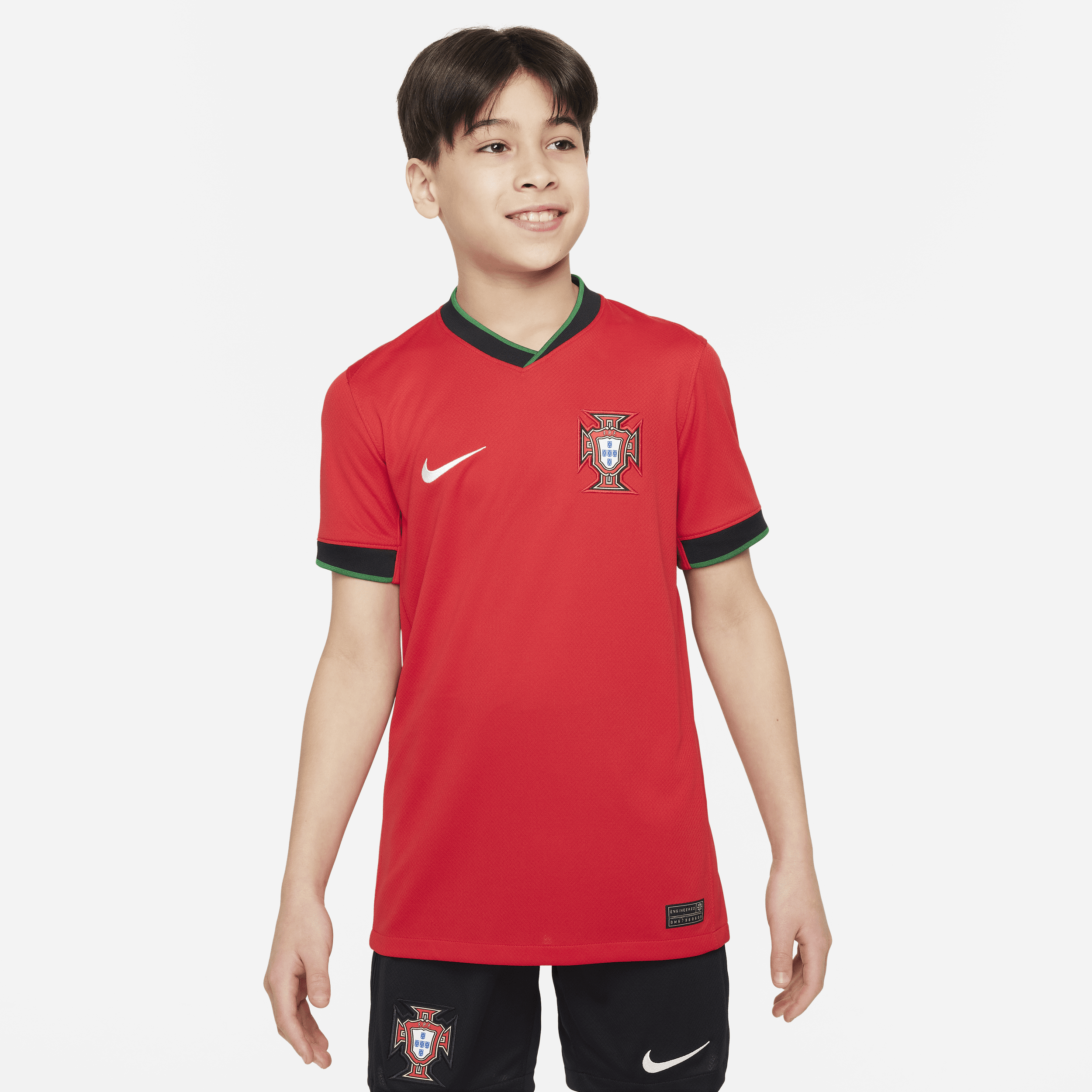 Maglia da calcio replica Nike Dri-FIT Portogallo (squadra maschile) 2024/25 Stadium per ragazzo/a – Home - Rosso