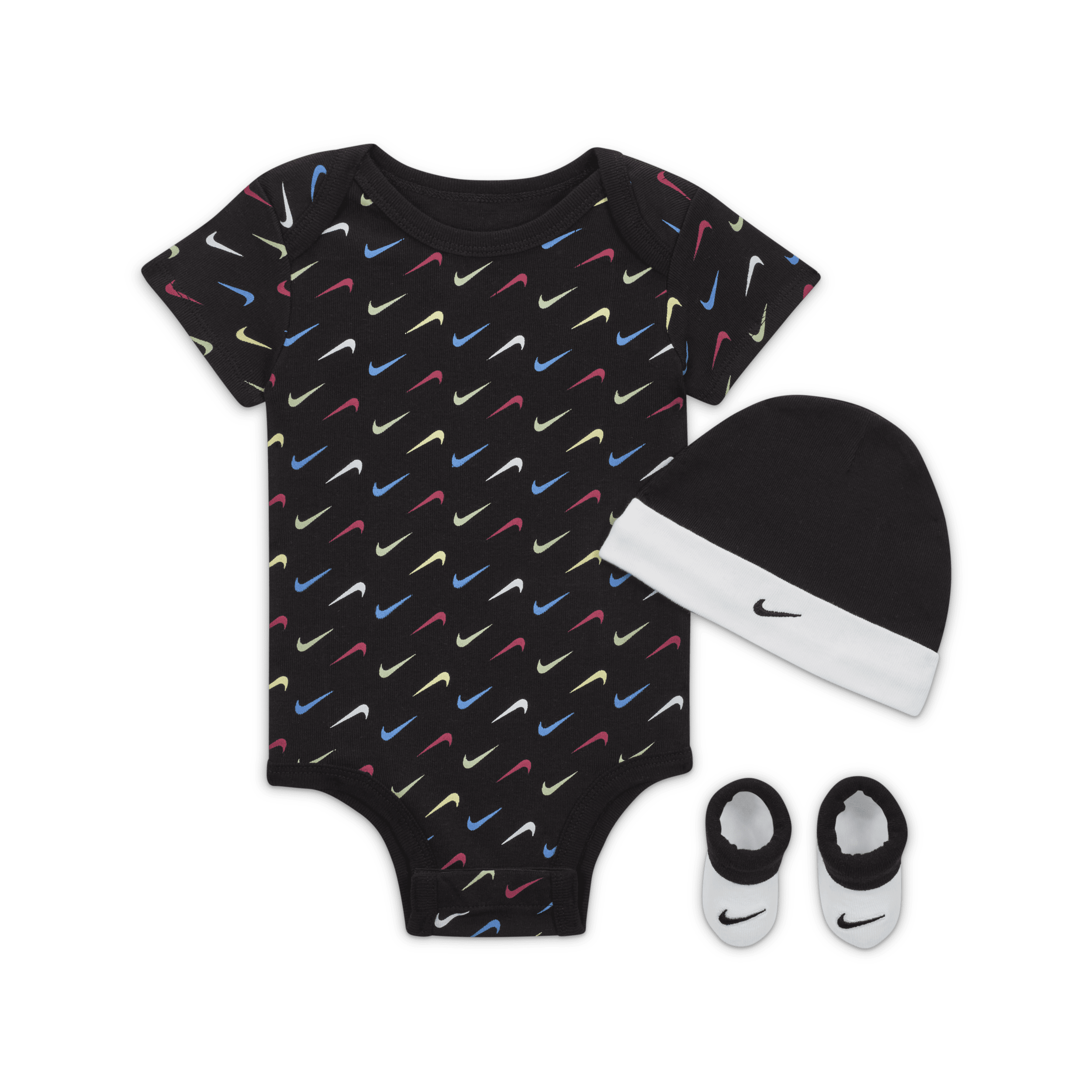Nike Tredelt Jordan Swoosh-bodysuit til babyer i gaveæske - sort