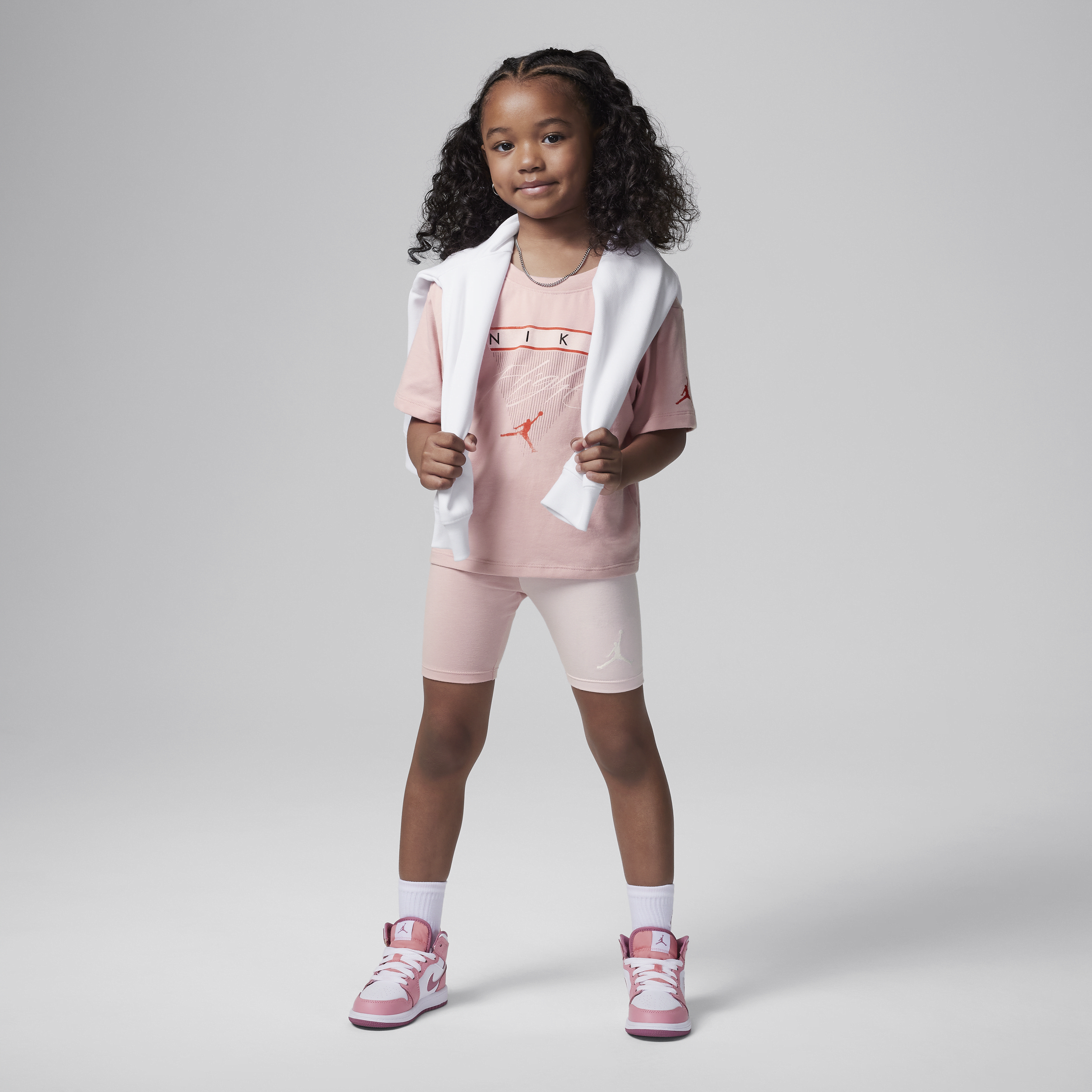 Nike Completo con shorts da ciclista Jordan Mini Me – Bambino/a - Rosa