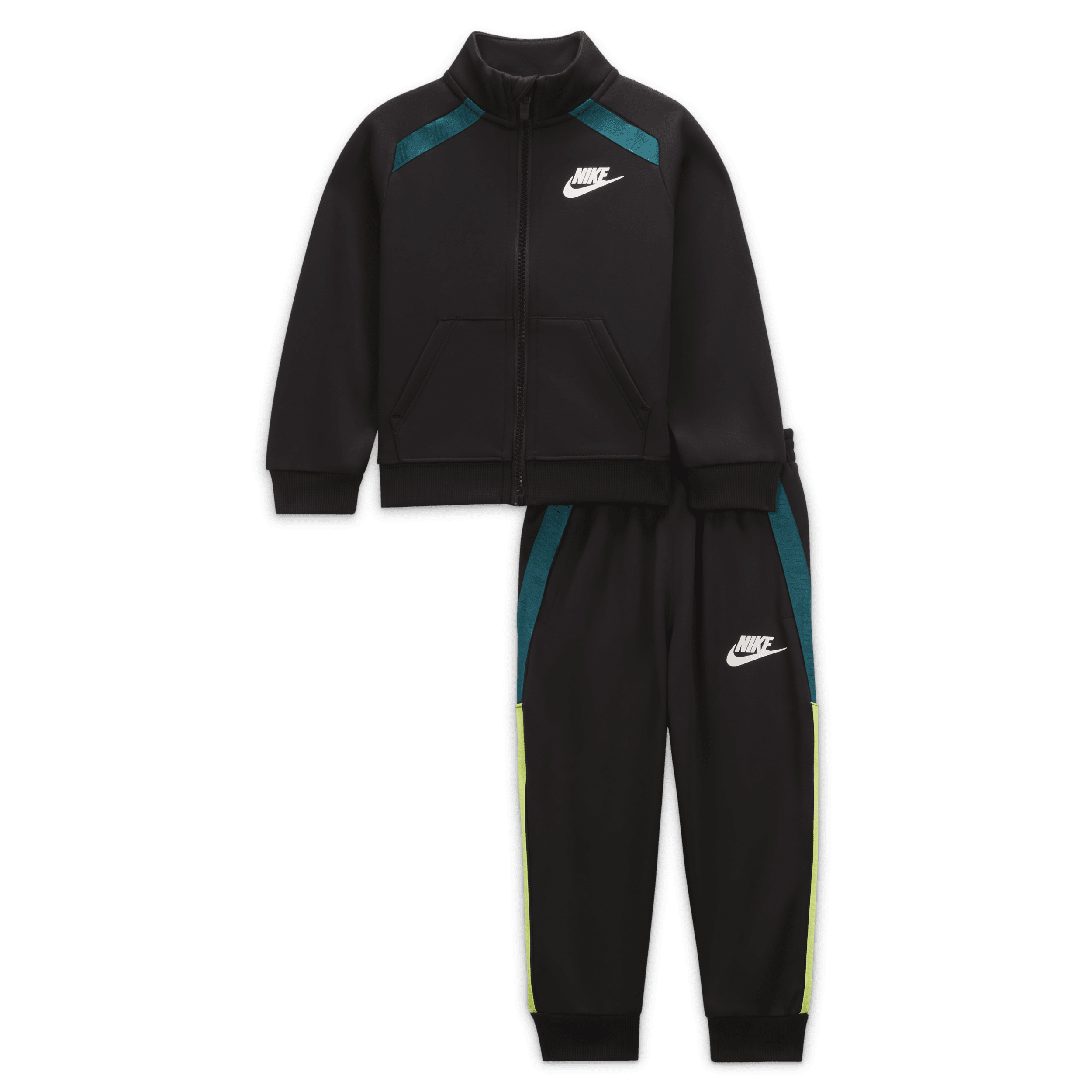 Nike Sportswear Dri-FIT-tracksuit-sæt med fuld lynlås og kantbåndsdetaljer til babyer - sort