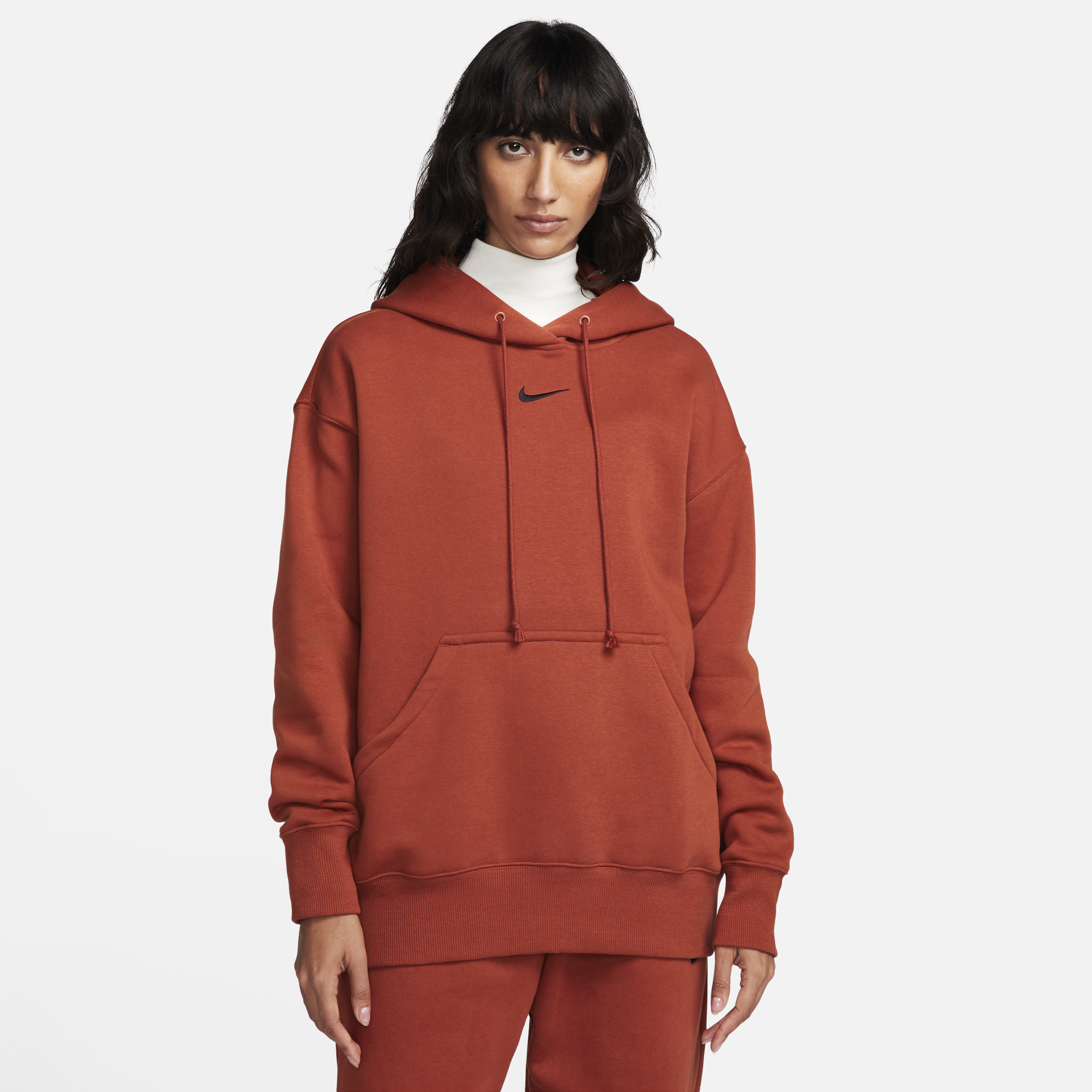 Oversized Nike Sportswear Phoenix Fleece-pullover-hættetrøje til kvinder - Orange