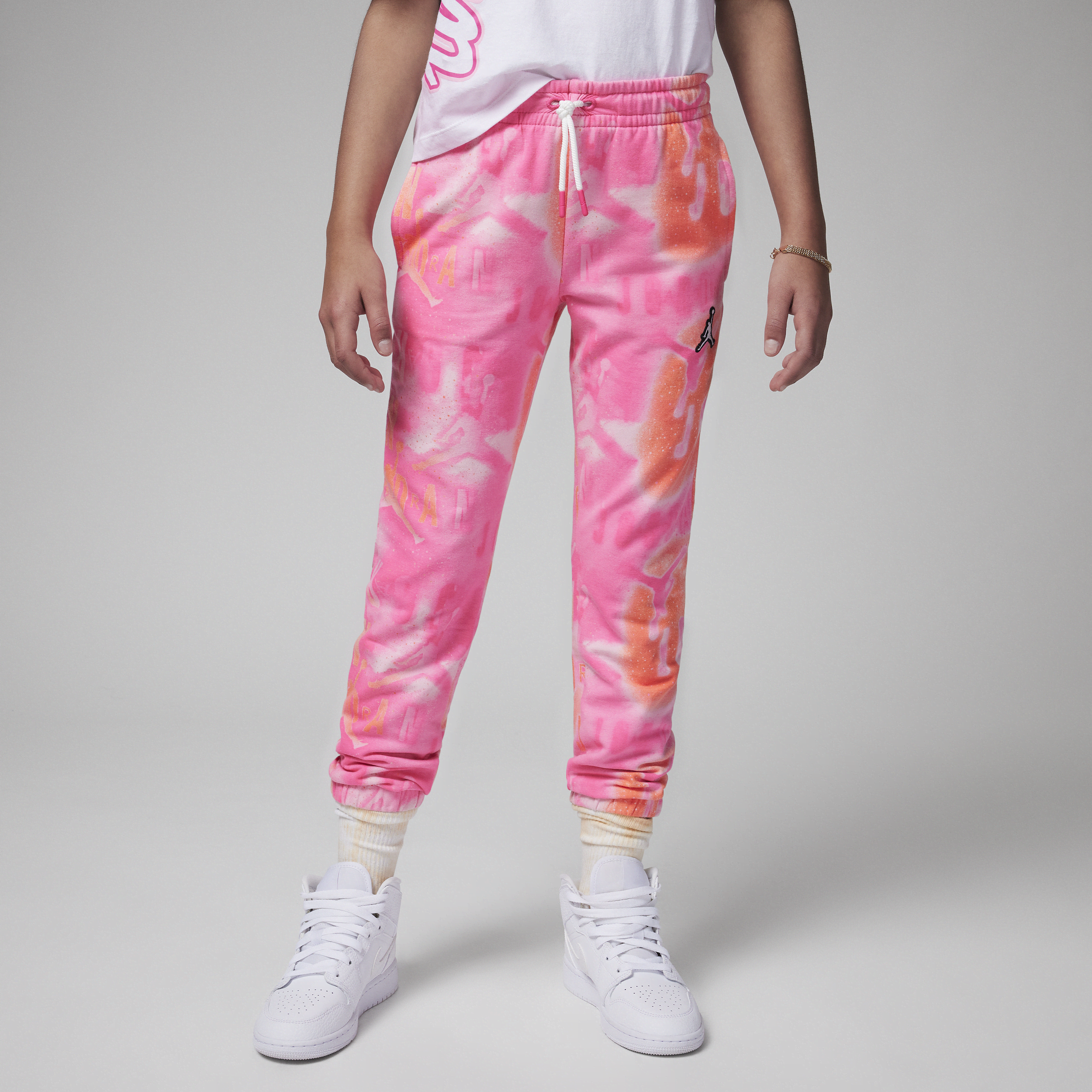 Jordan Essentials-fleecebukser med print til større børn - Pink