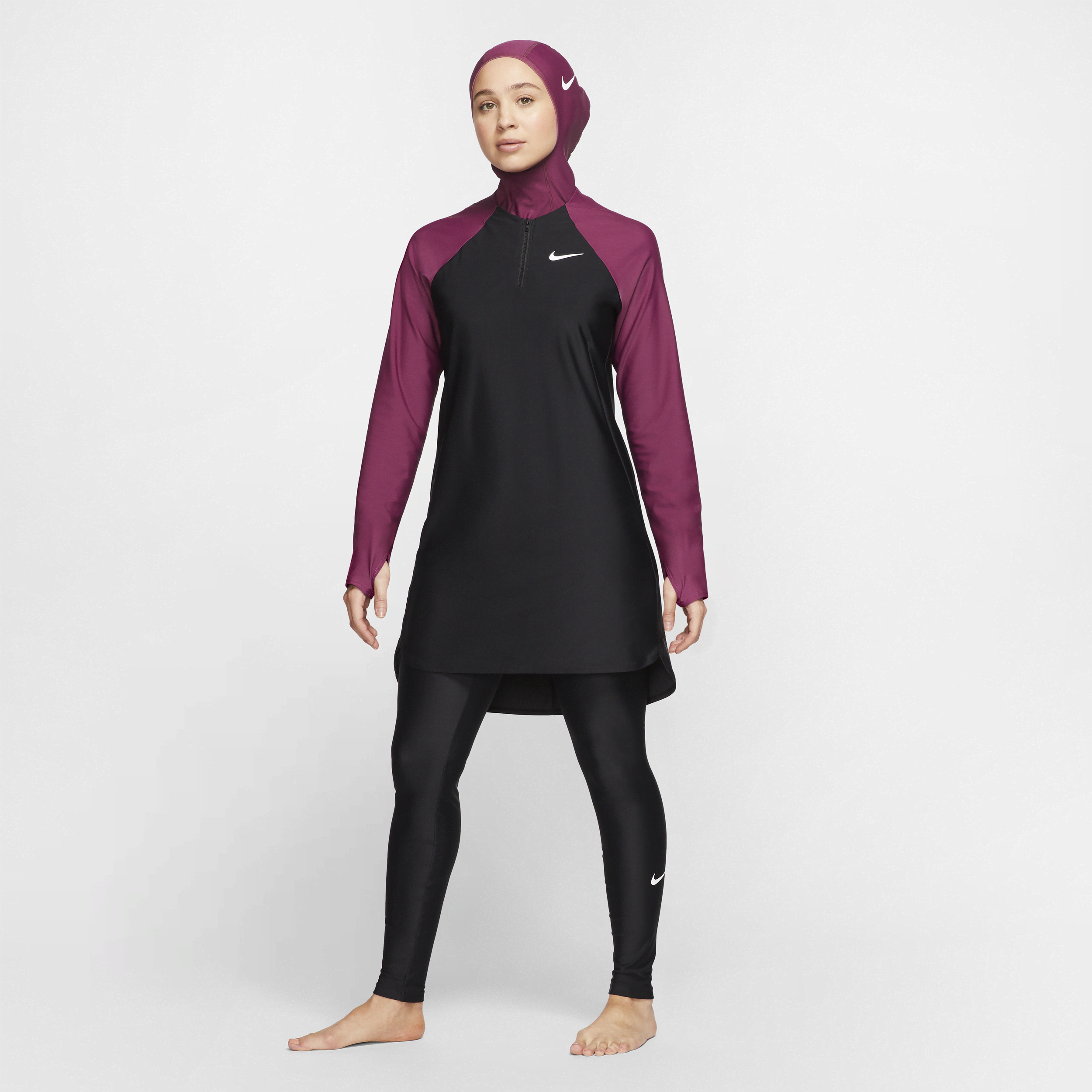 Fuldt dækkende slanke Nike Victory-svømmeleggings til kvinder - sort