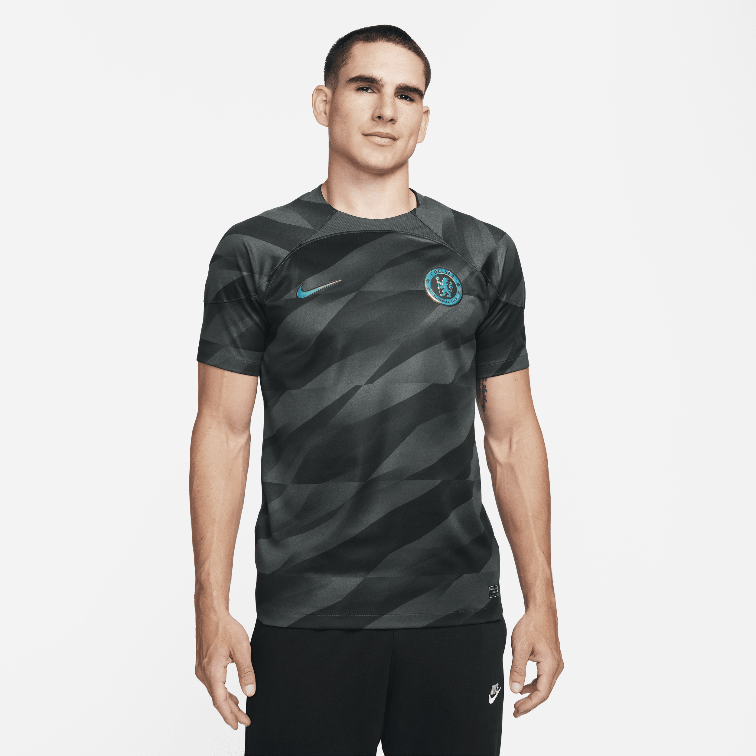 Kortærmet Chelsea FC 2023/24 Stadium Goalkeeper Nike Dri-FIT-fodboldtrøje til mænd - grå