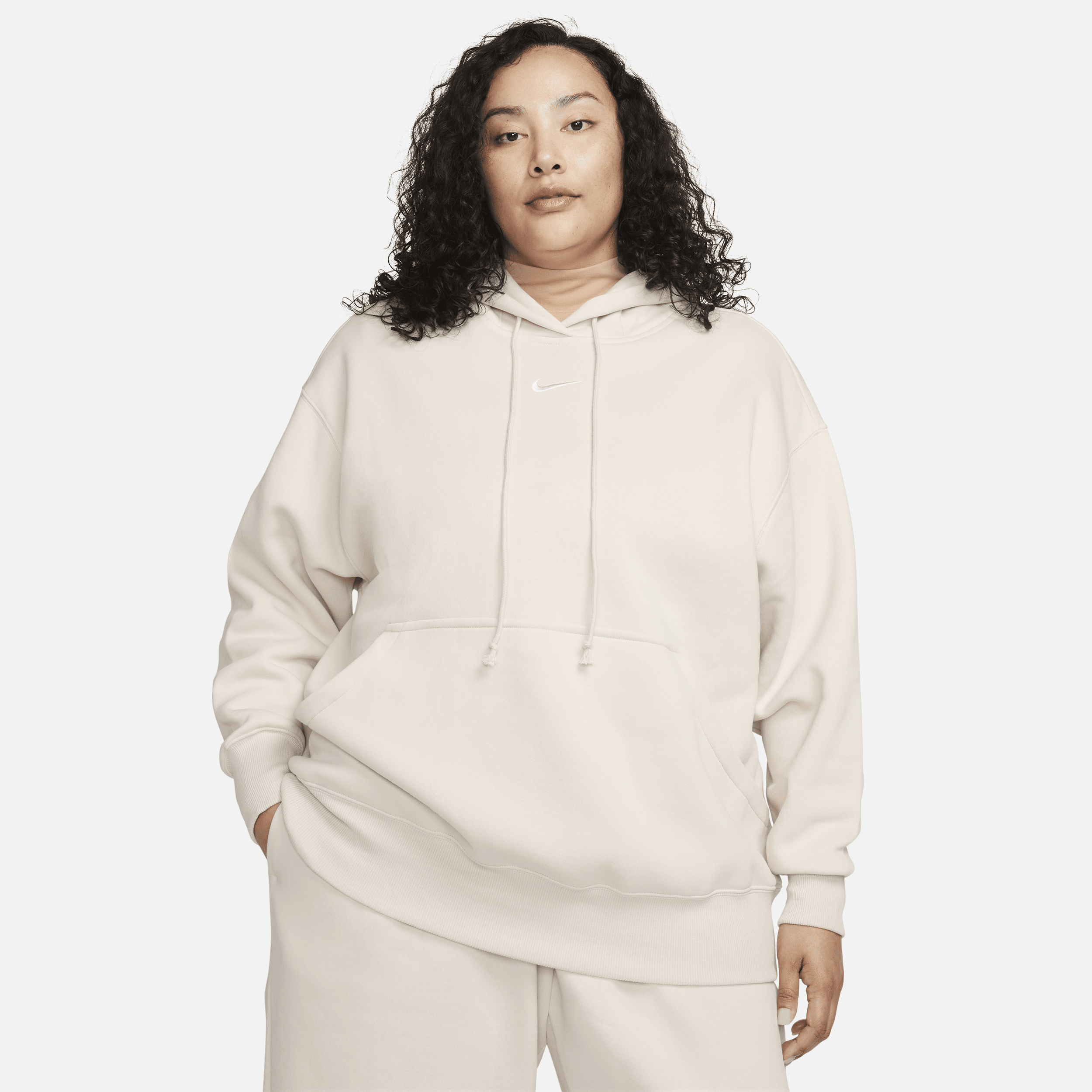 Oversized Nike Sportswear Phoenix Fleece-pullover-hættetrøje til kvinder (plus size) - brun