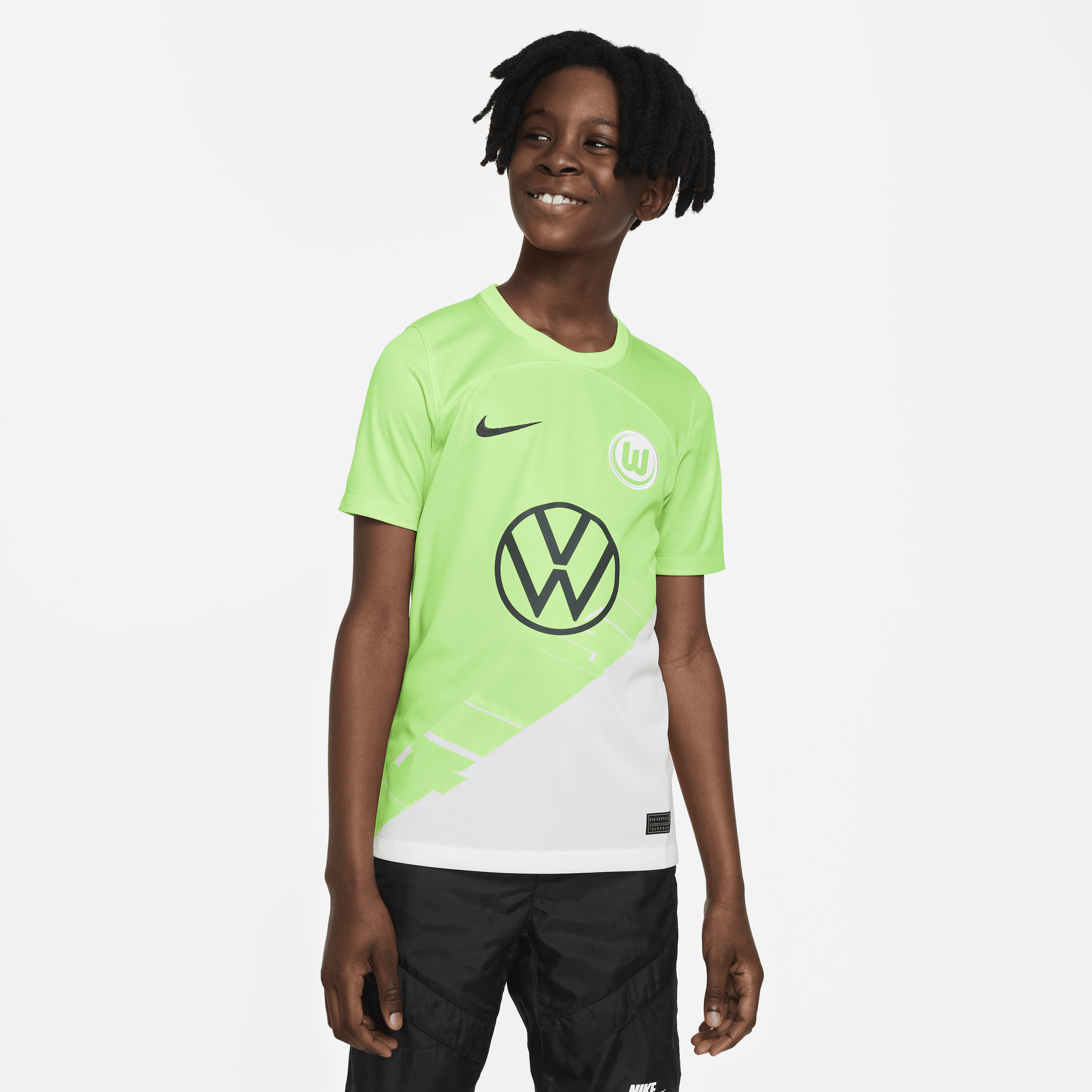 VfL Wolfsburg 2023/24 Stadium Home-Nike Dri-FIT-fodboldspillertrøje til større børn - grøn