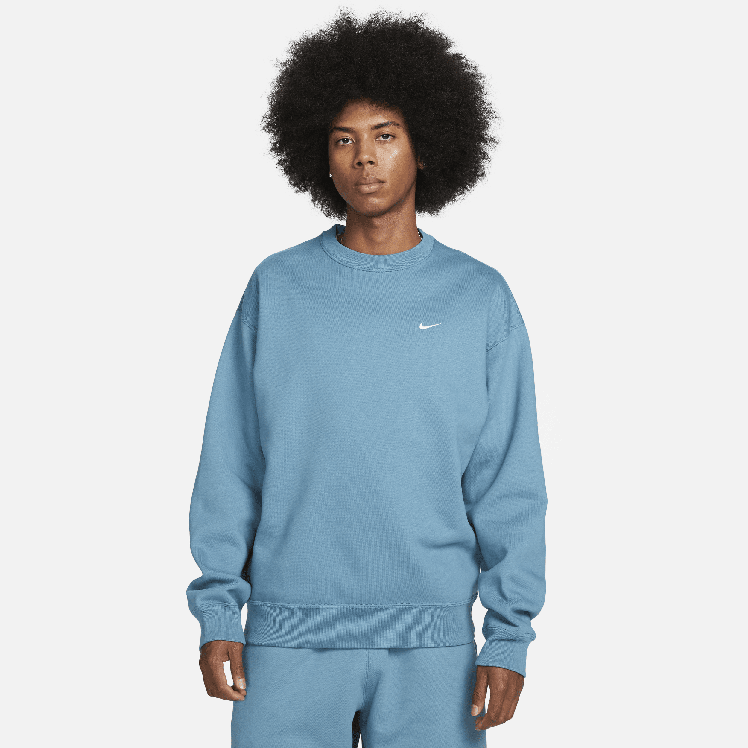 Nike Solo Swoosh-crewtrøje i fleece til mænd - blå