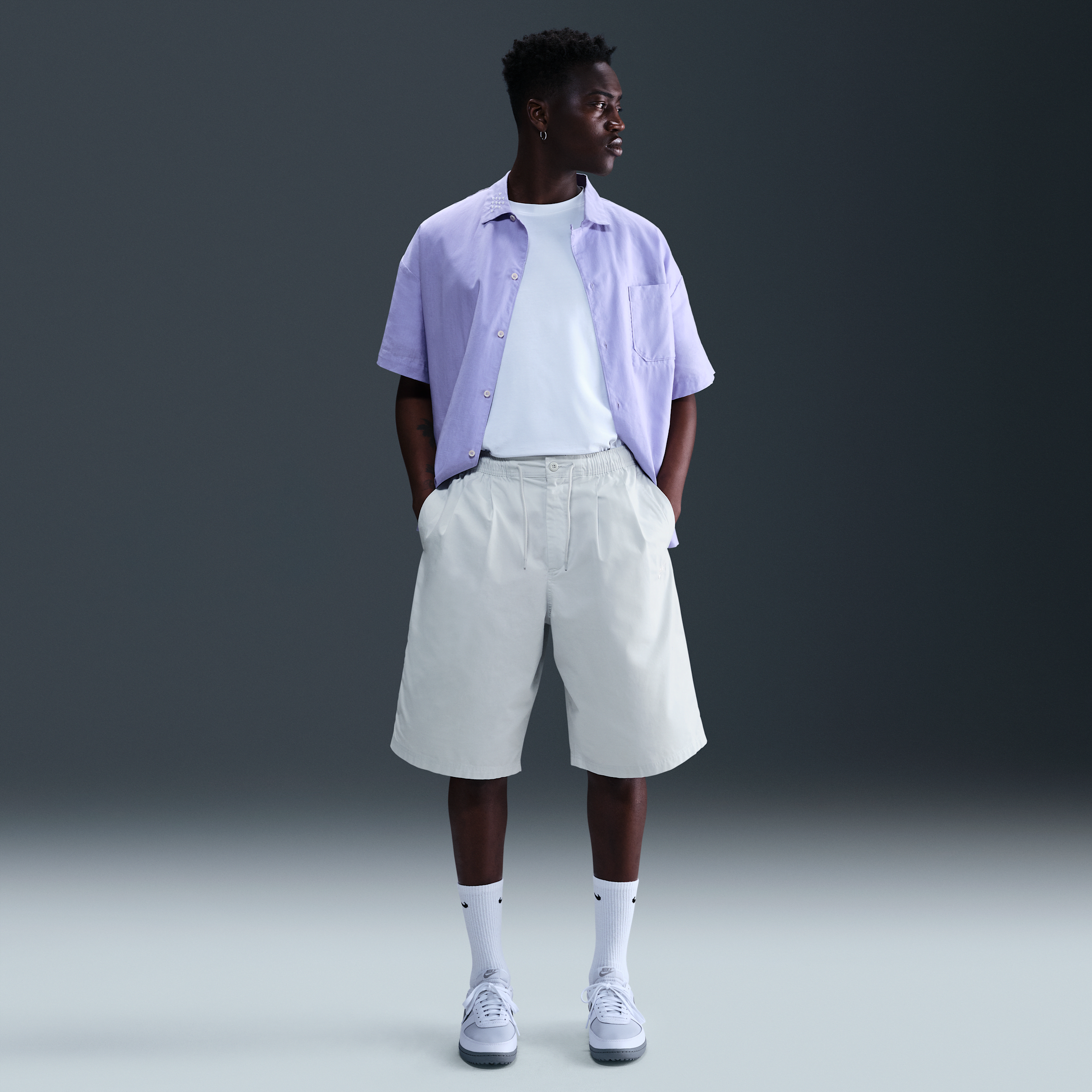 Nike Club Men's Oversized Shorts - Grey - Cotton | HJ2540-025