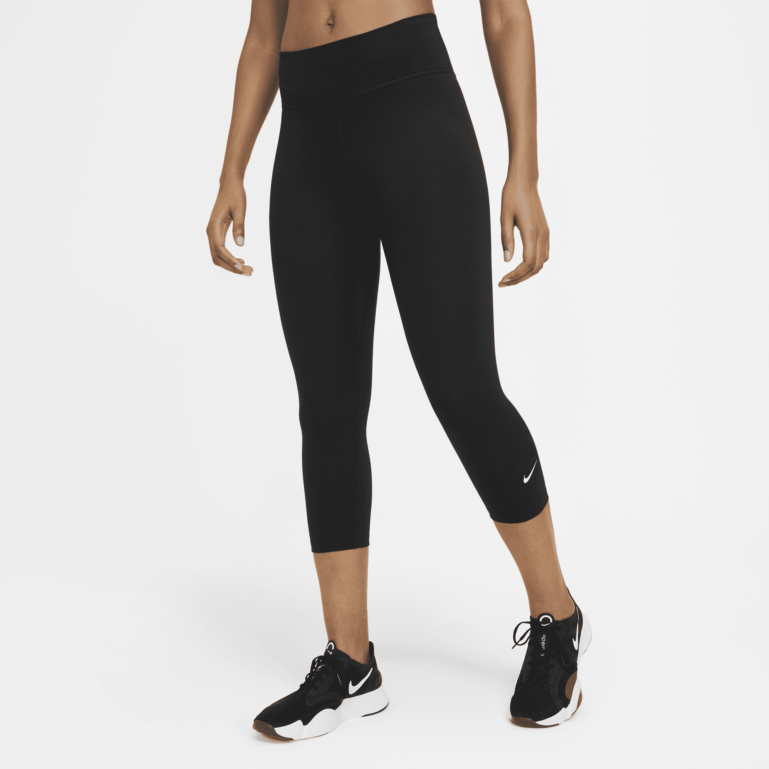 Nike One Caprilegging met halfhoge taille voor dames - Zwart