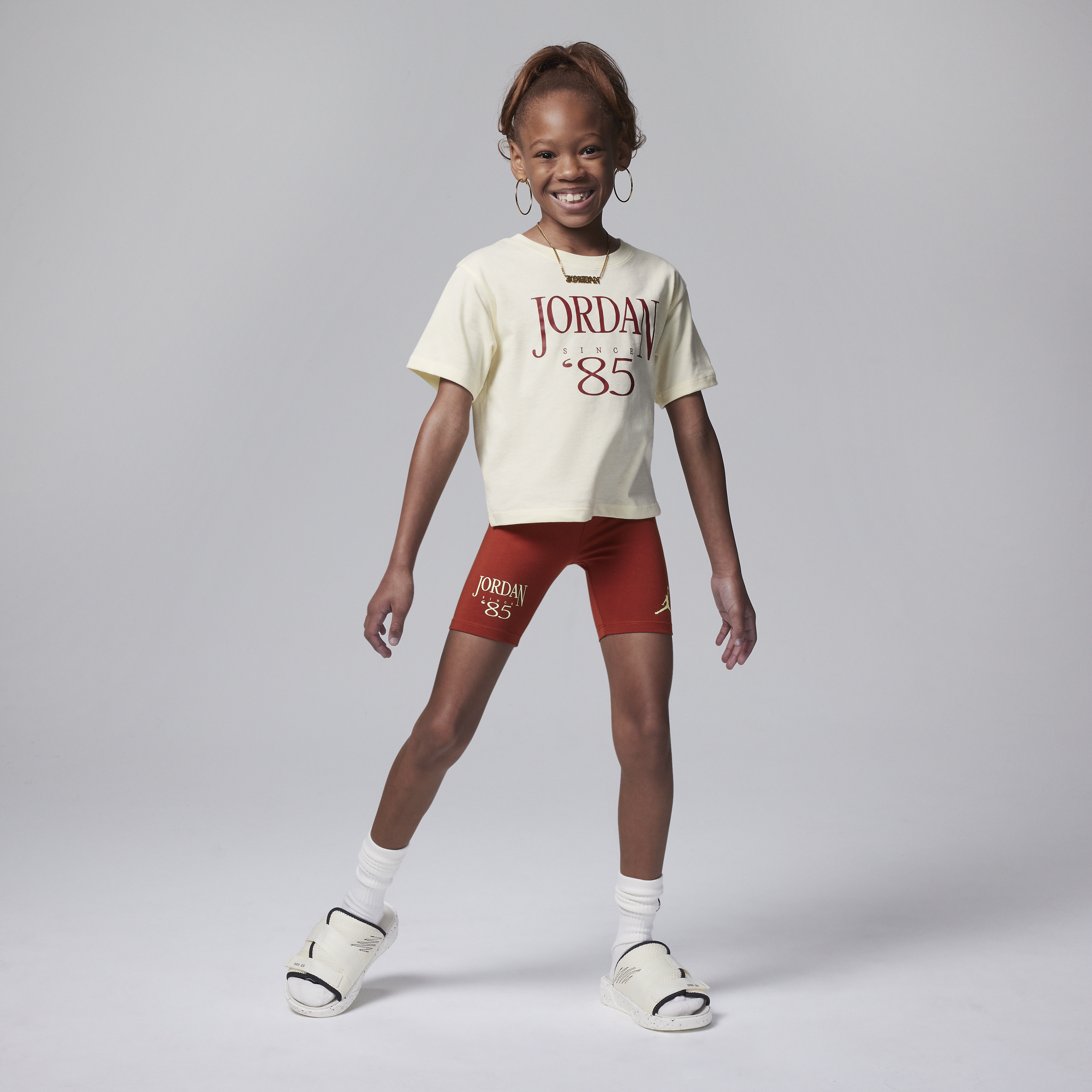 Nike Completo con shorts da ciclista Jordan Brooklyn Mini Me – Bambino/a - Rosso