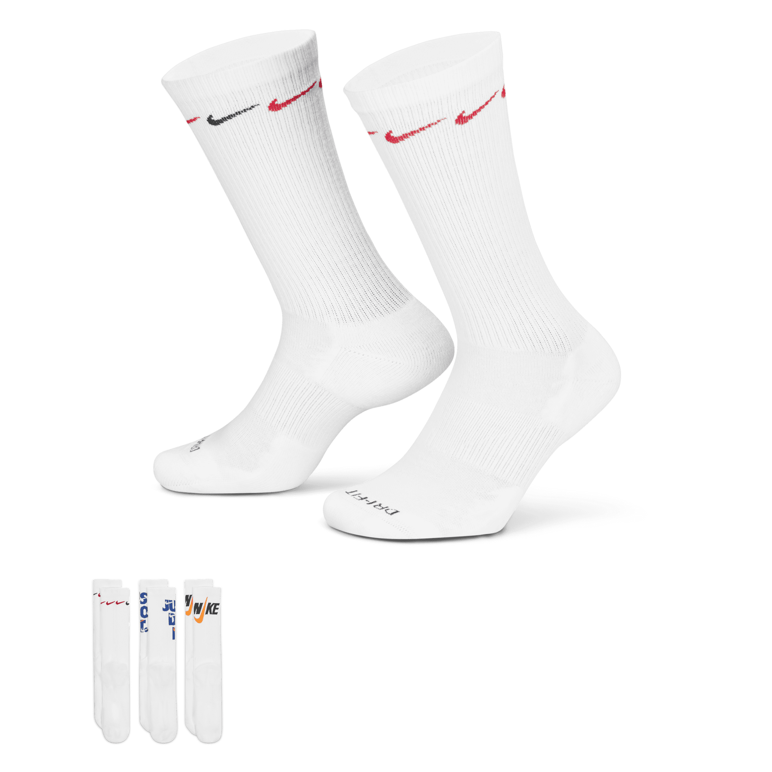 Stødabsorberende Nike Everyday Plus-crewstrømper (3 par) - multifarvet
