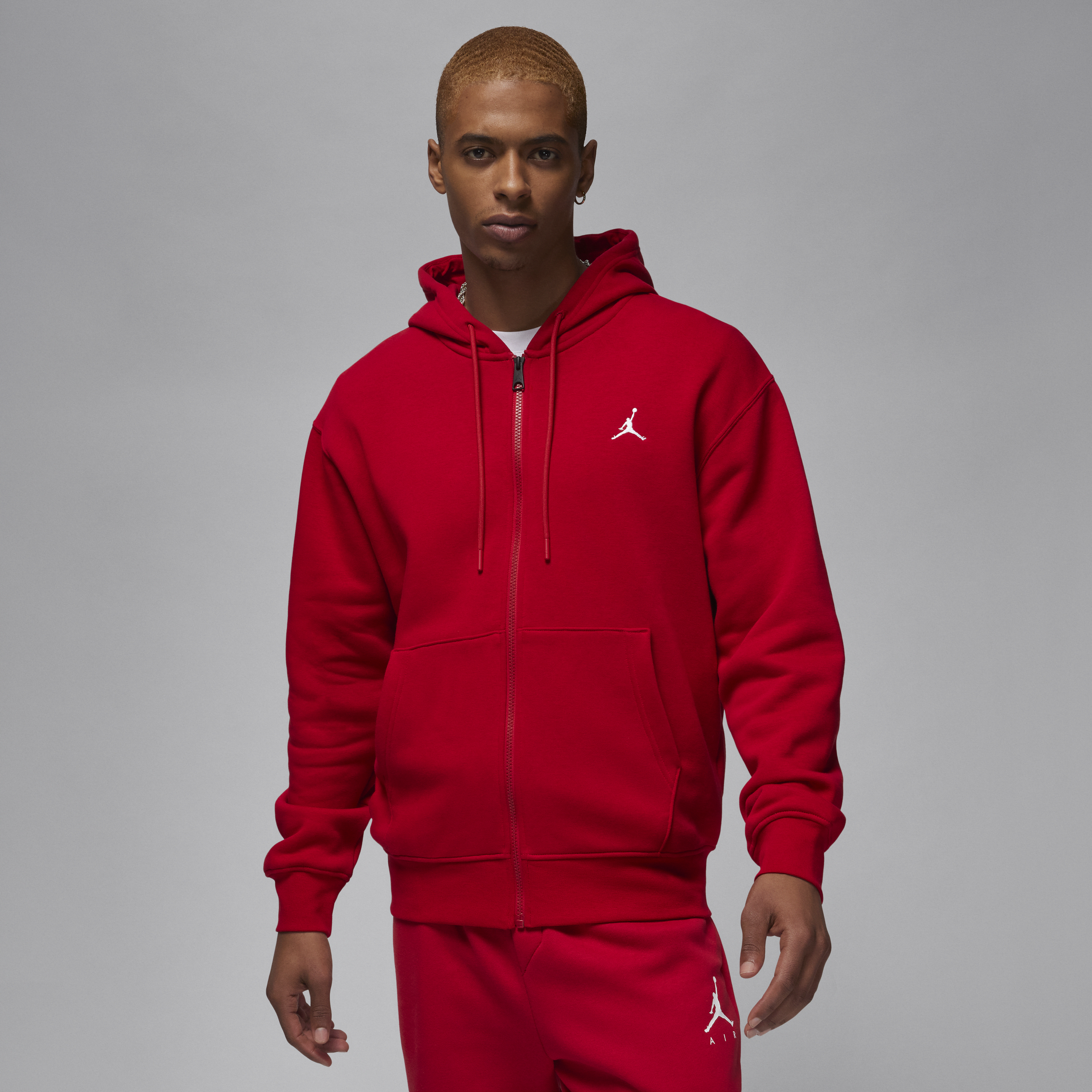 Jordan Brooklyn Fleece-hættetrøje med lynlås til mænd - rød