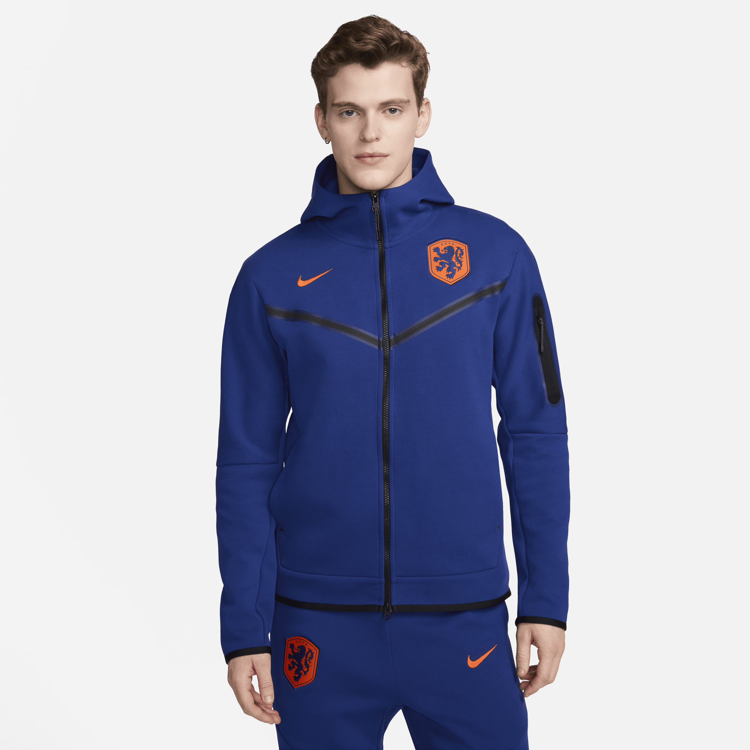 Holland Tech Fleece Windrunner Nike Football-hættetrøje med lynlås til mænd - blå