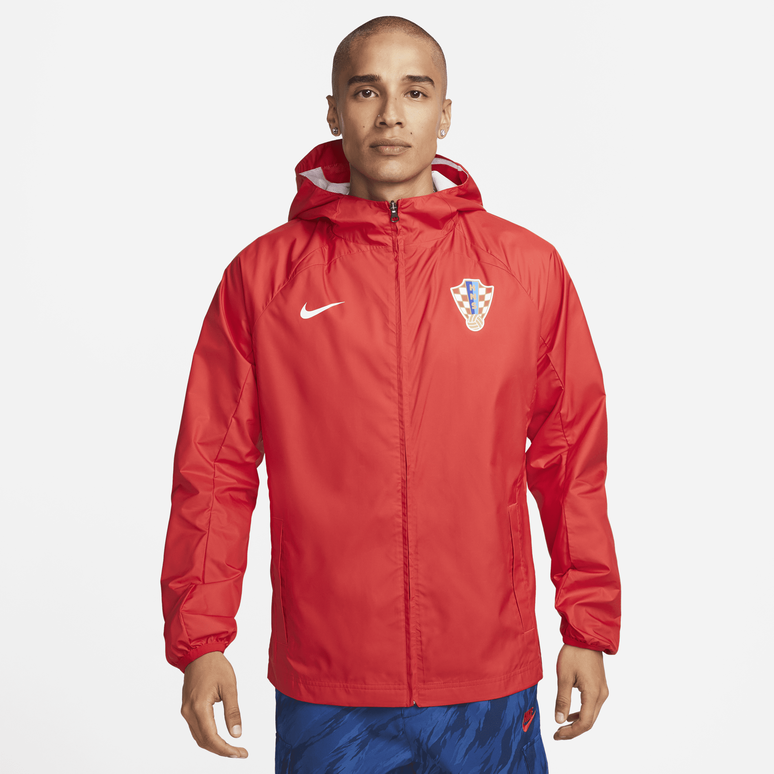Nike Kroatien AWF-fodboldjakke med lynlås til mænd - rød