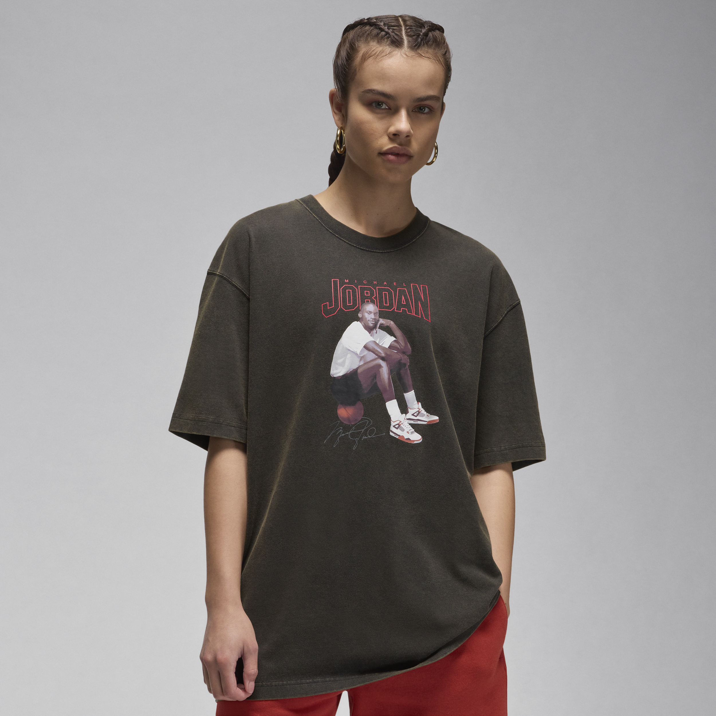 Nike Oversized Jordan-T-shirt med grafik til kvinder - sort