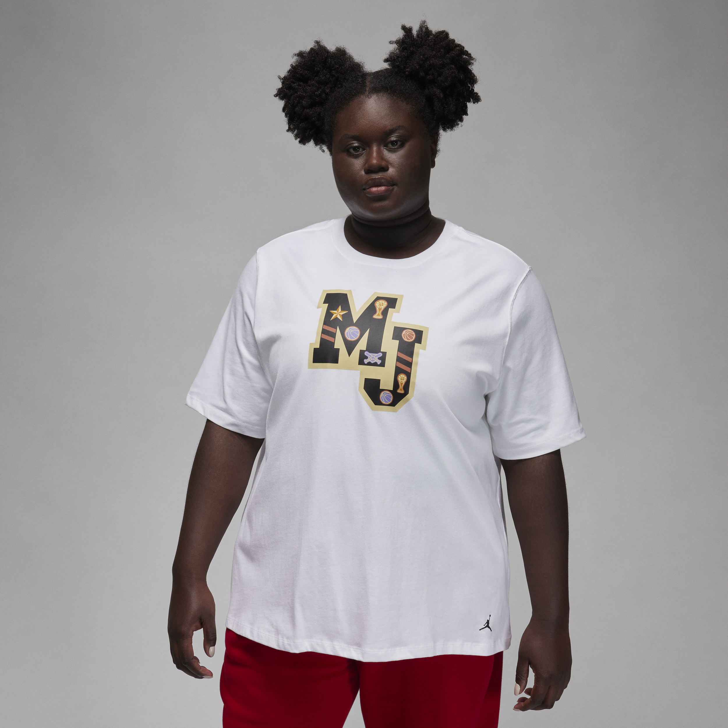 Jordan-kæreste-T-shirt med grafik til kvinder (plus size) - hvid