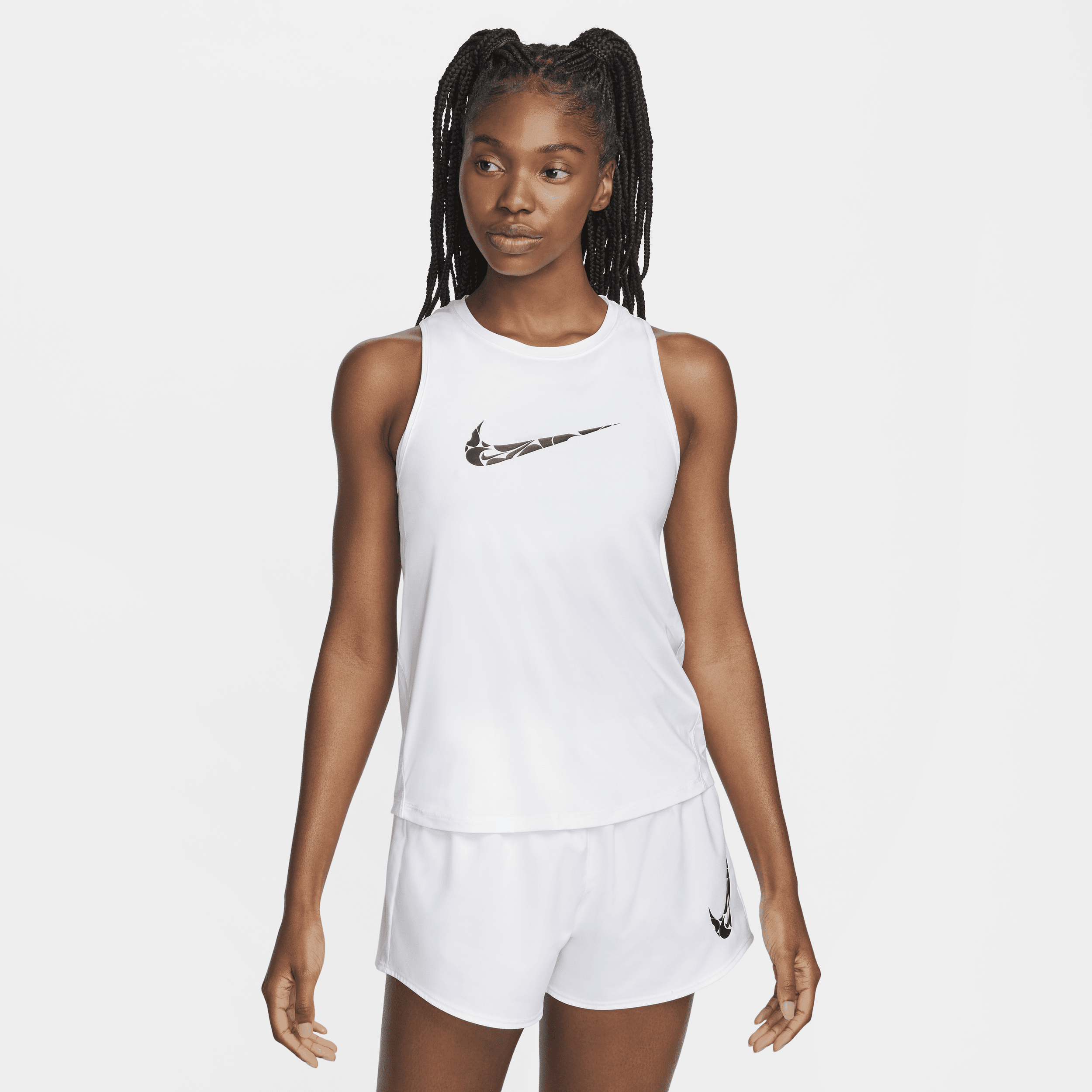 Nike One-løbetanktop med grafik til kvinder - hvid