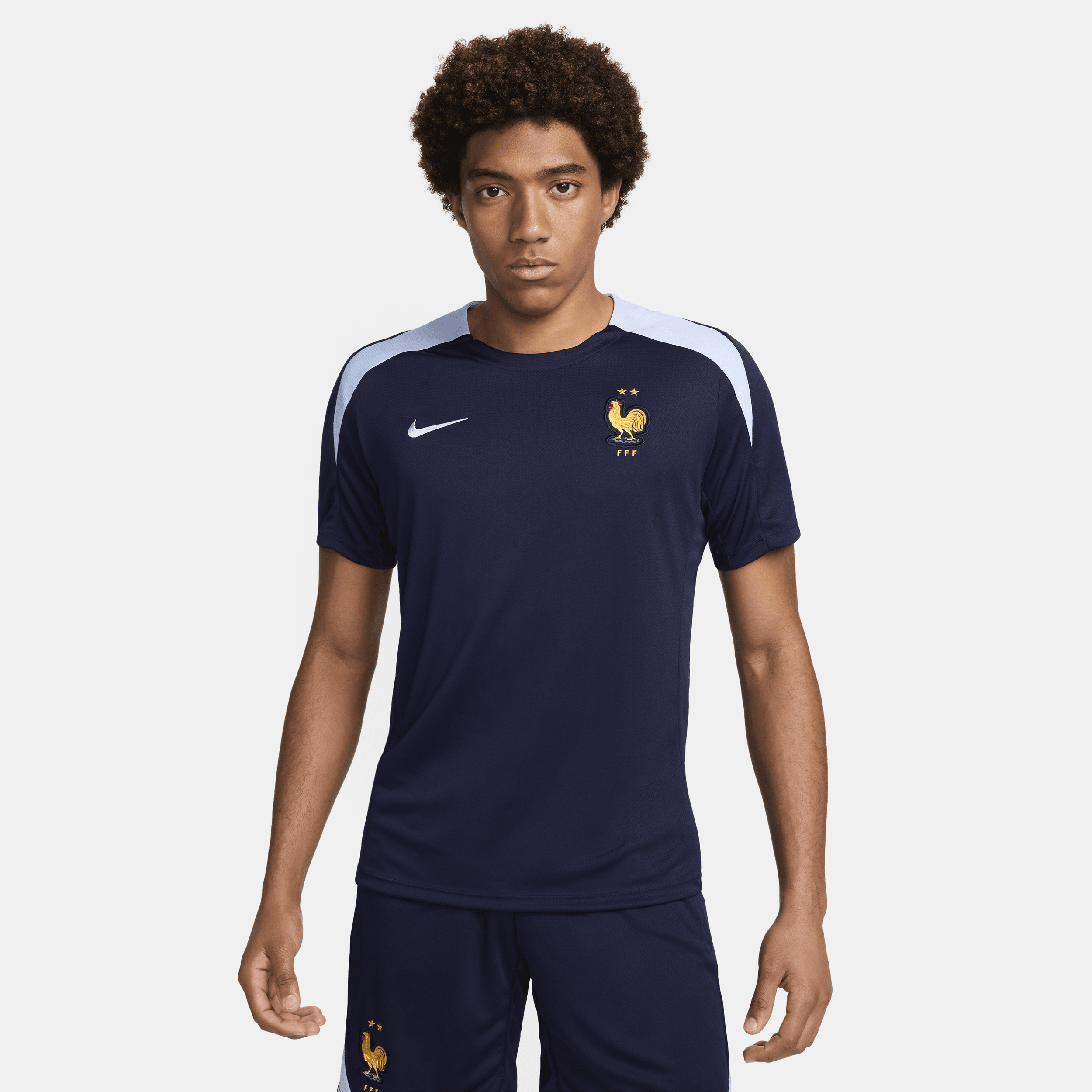 Maskinstrikket FFF Strike Nike Dri-FIT-fodboldtrøje med korte ærmer til mænd - blå