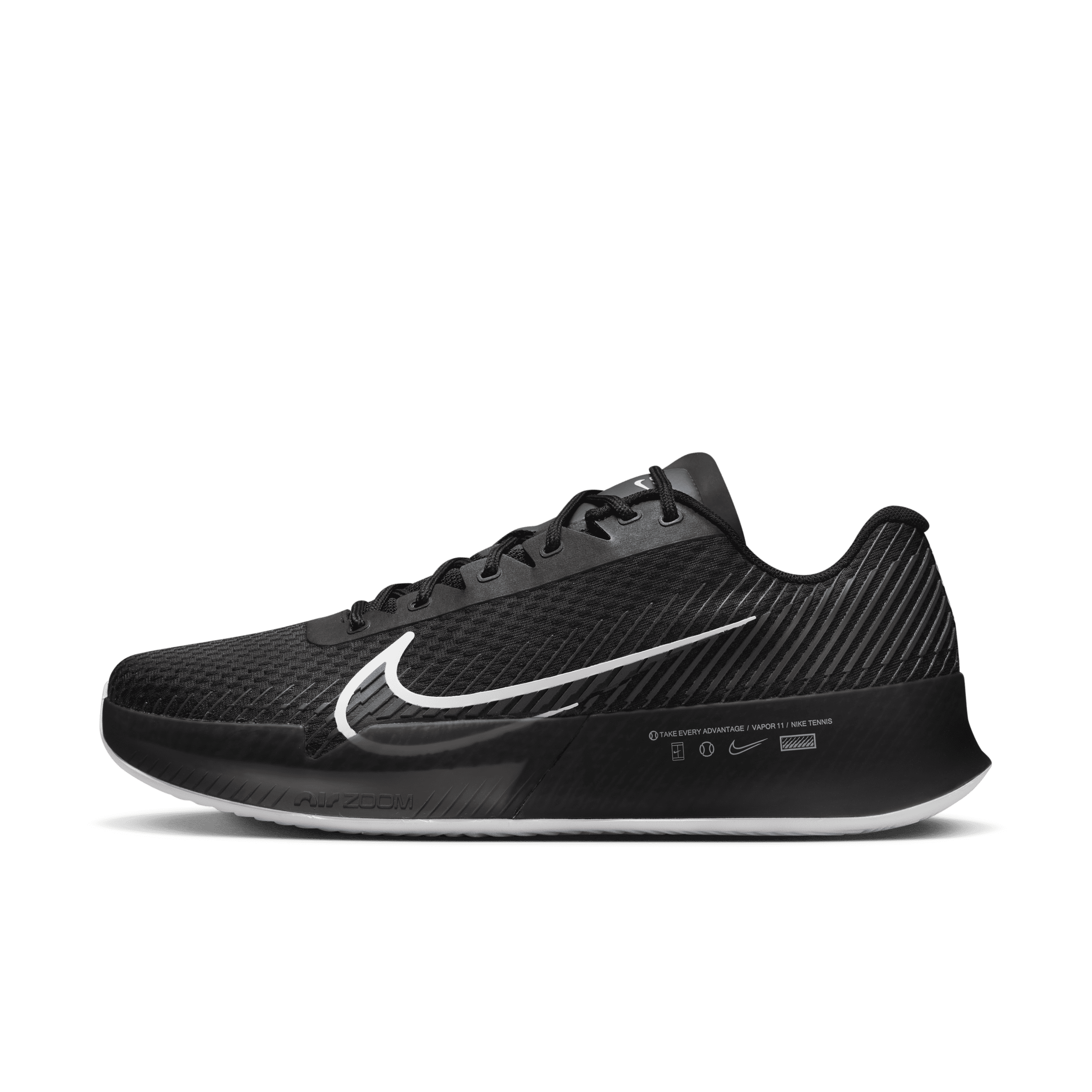 NikeCourt Air Zoom Vapor 11-tennissko til grus til mænd - sort