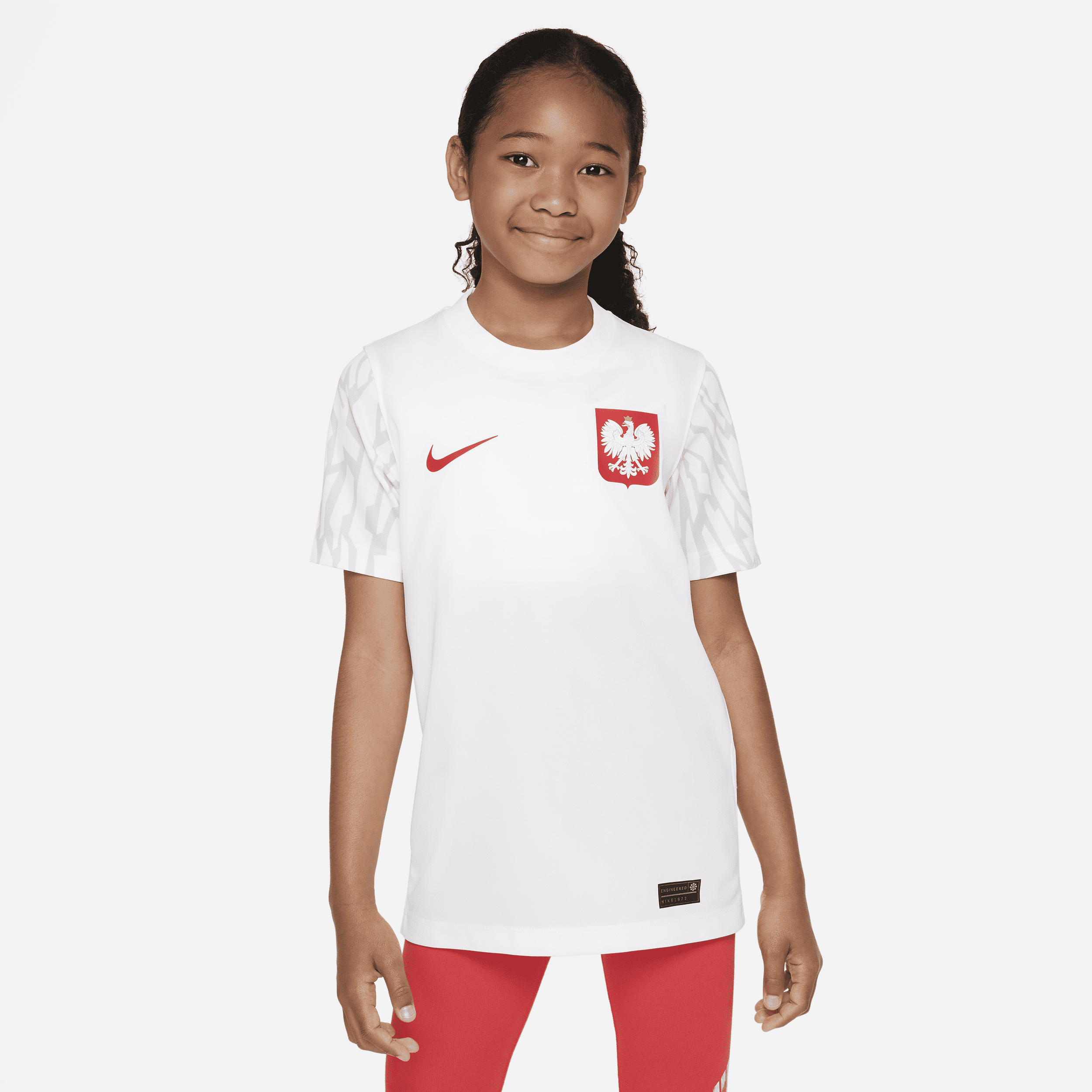 Kortærmet Polen 2022/23 Home Nike Dri-FIT-fodboldtrøje til større børn - hvid