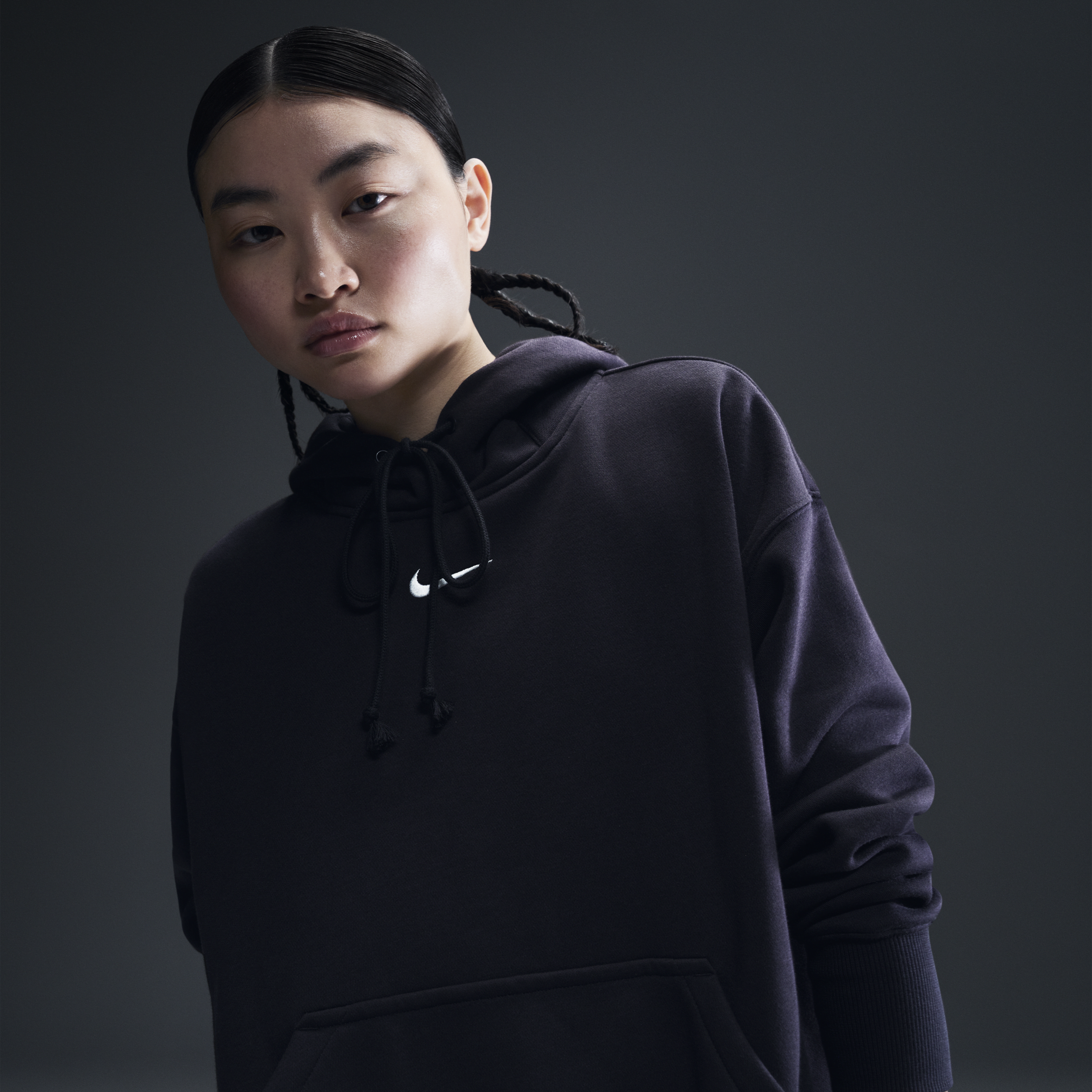 Felpa pullover oversize con cappuccio Nike Phoenix Fleece – Donna - Nero