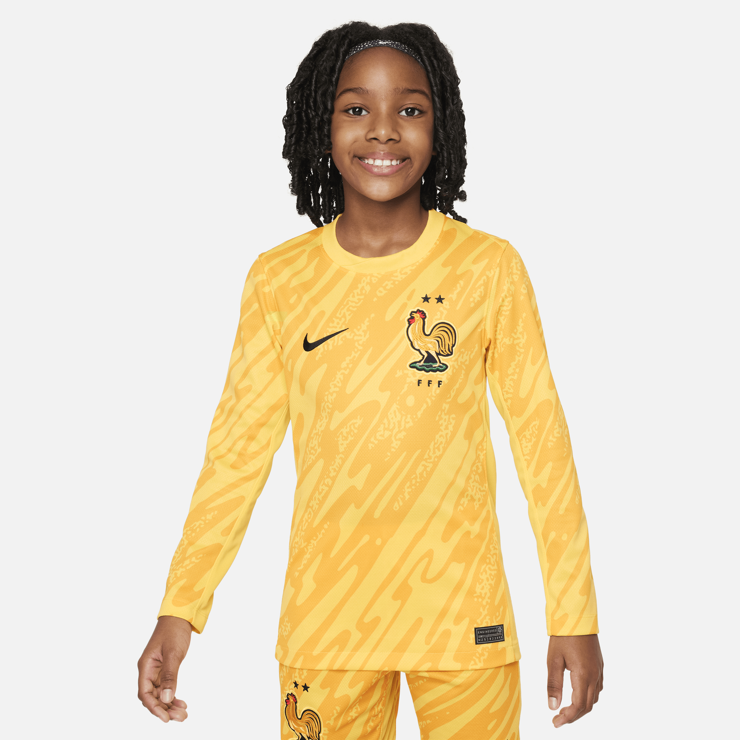 Maglia da calcio replica Nike Dri-FIT FFF (squadra maschile) 2024/25 Stadium per ragazzo/a – Goalkeeper - Giallo
