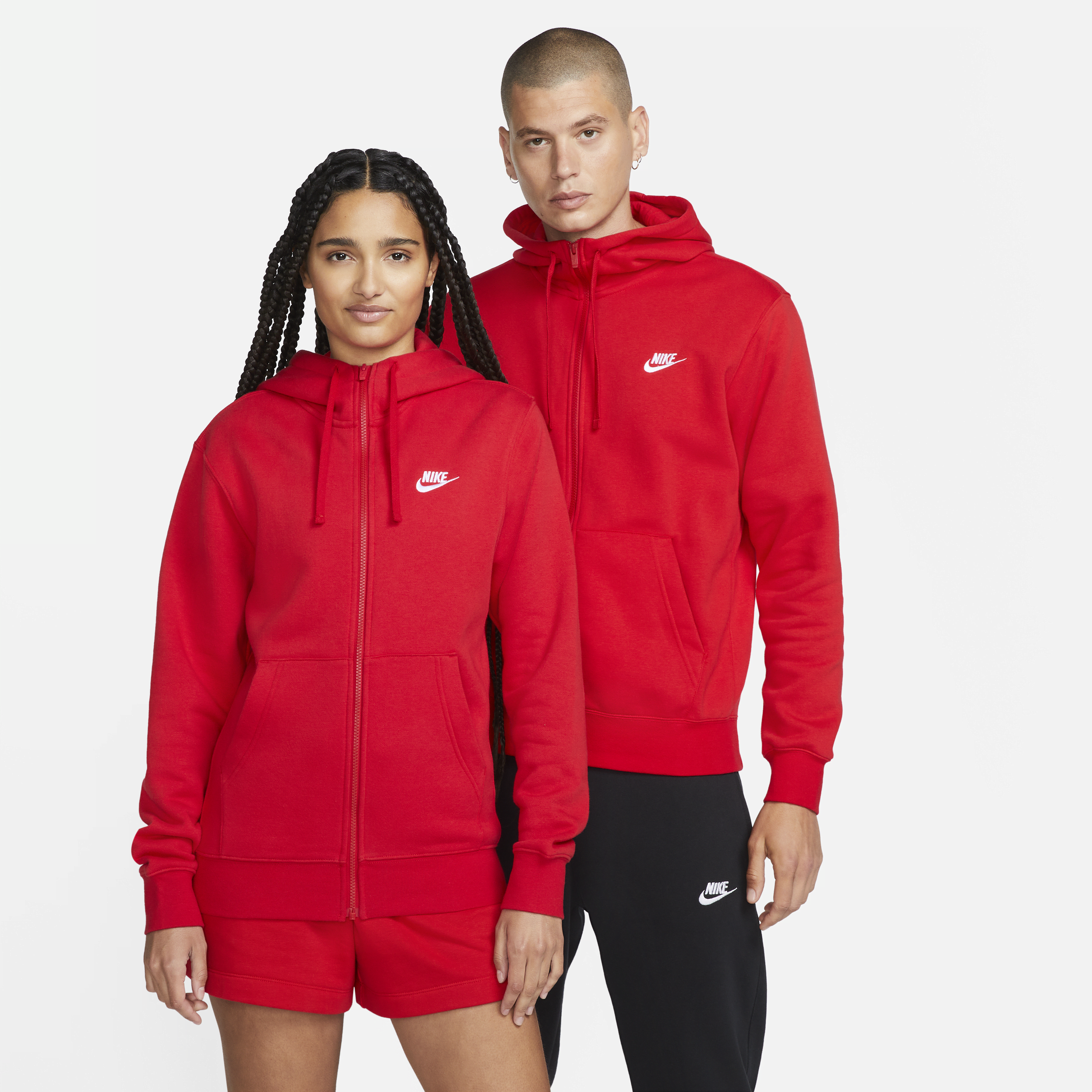 Nike Sportswear Club Fleece-hættetrøje med lynlås til mænd - rød