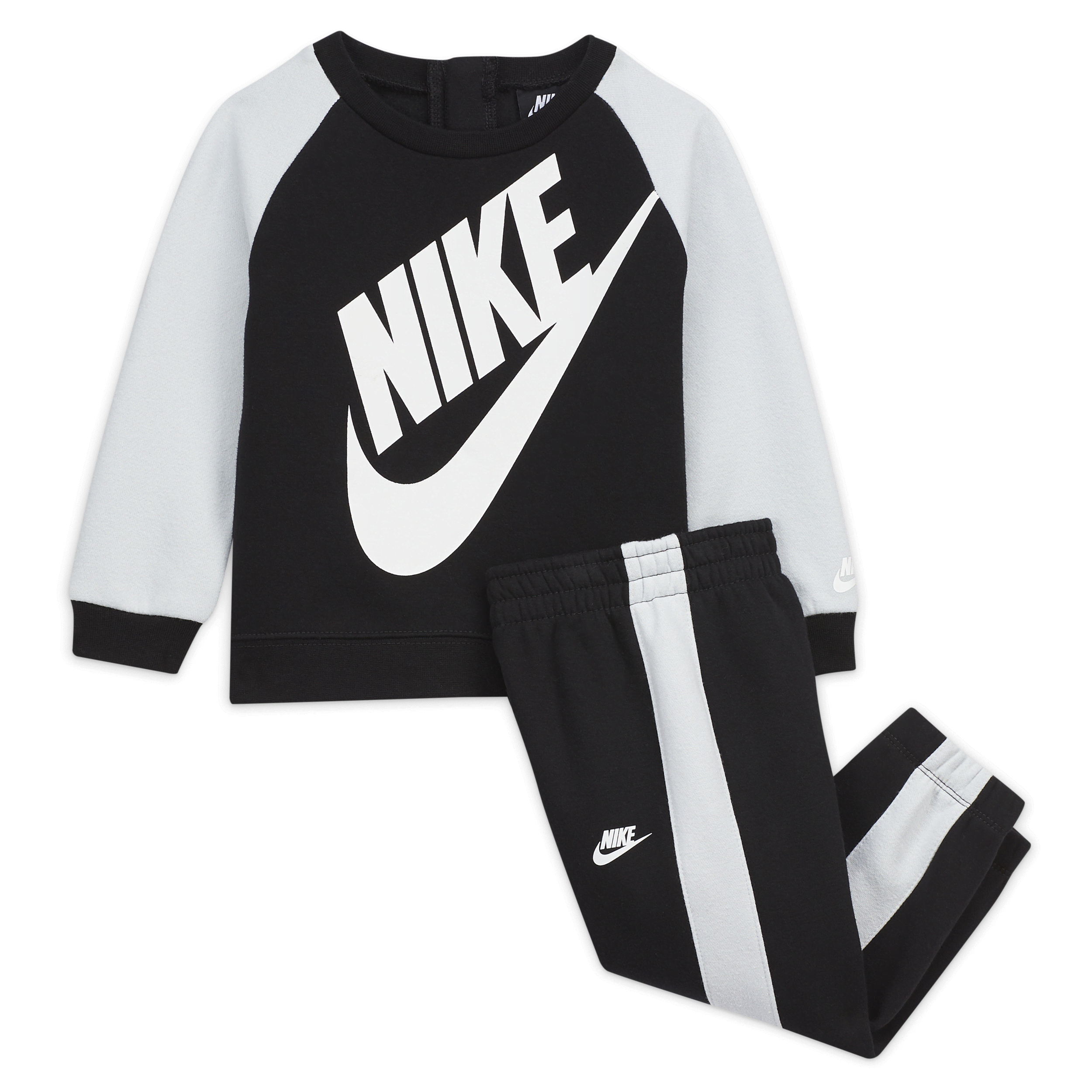 Nike-sæt med crewtrøje og bukser til babyer (12-24 M) - sort