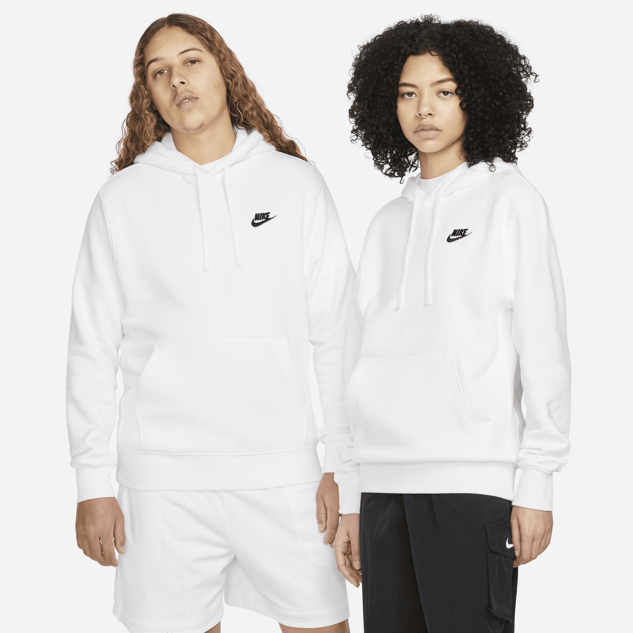 Nike Sportswear Club Fleece-pulloverhættetrøje - hvid
