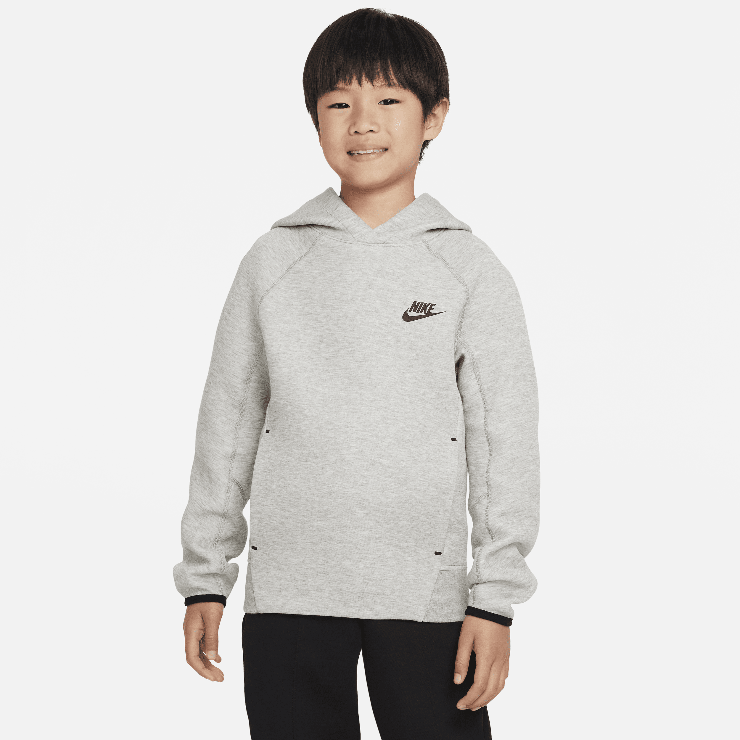 Nike Sportswear Tech Fleece-pullover-hættetrøje til større børn (drenge) - grå
