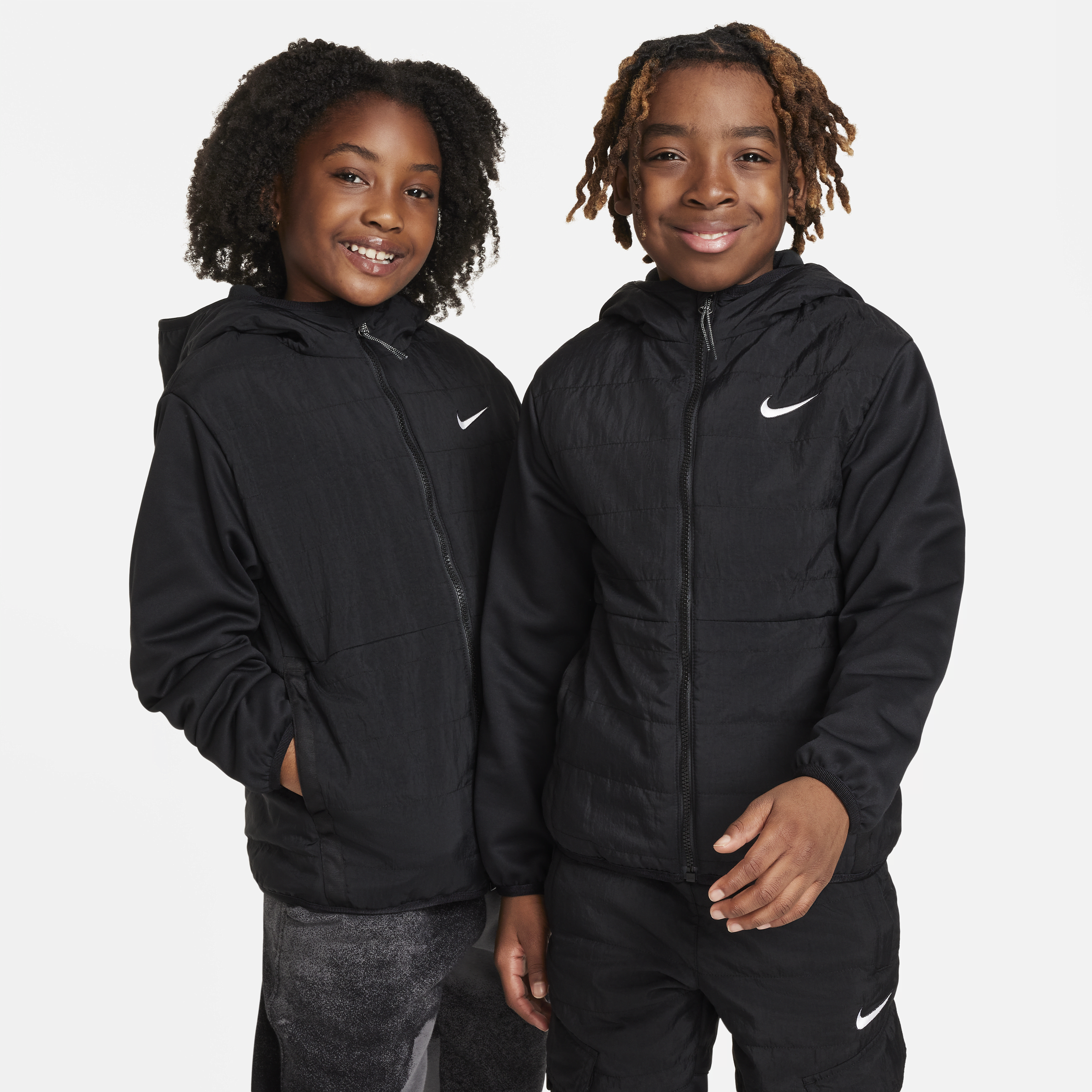 Nike Therma-FIT Repel Outdoor Play winterhoodie van fleece met rits voor kids - Zwart