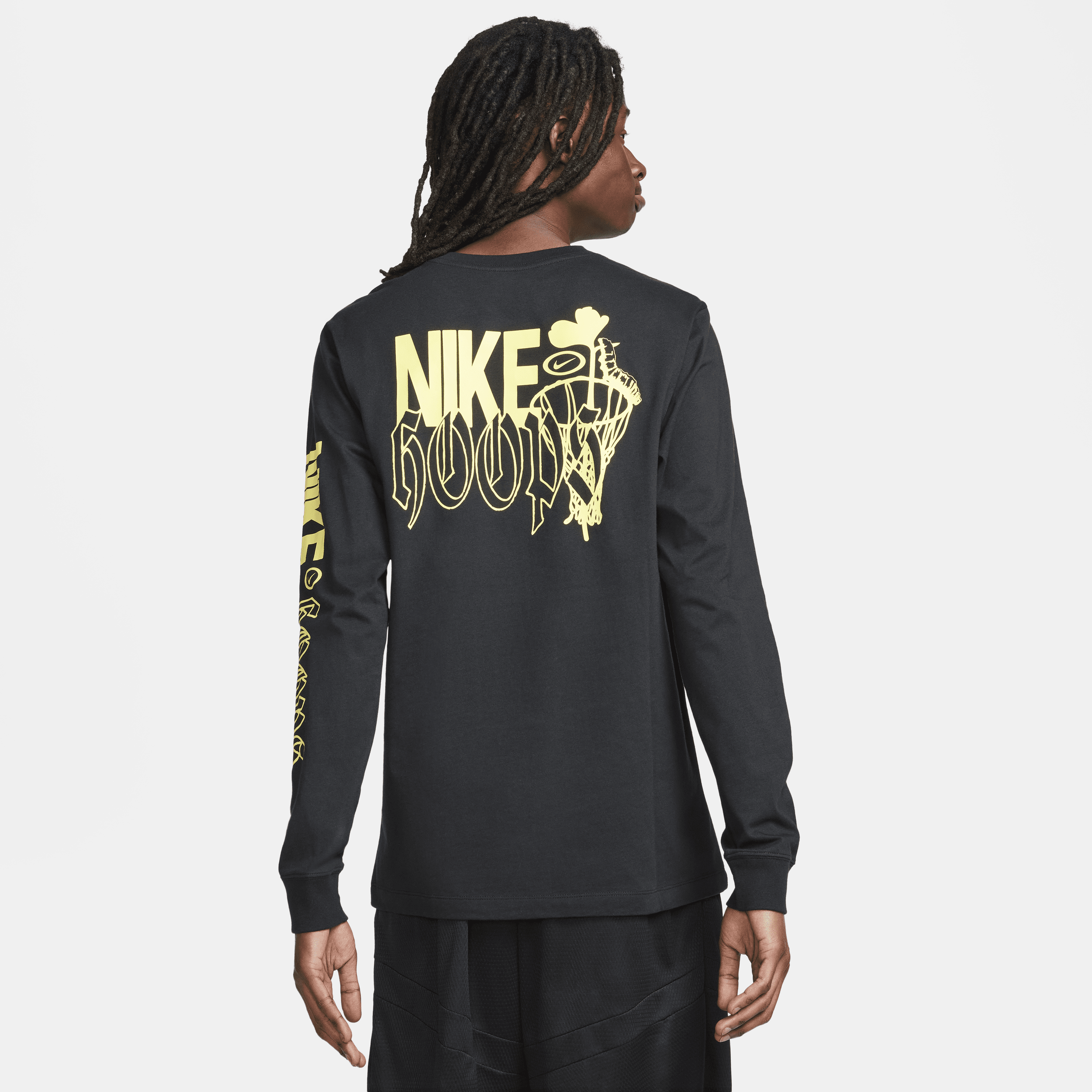 Langærmet Nike-fitness-T-shirt til mænd - sort