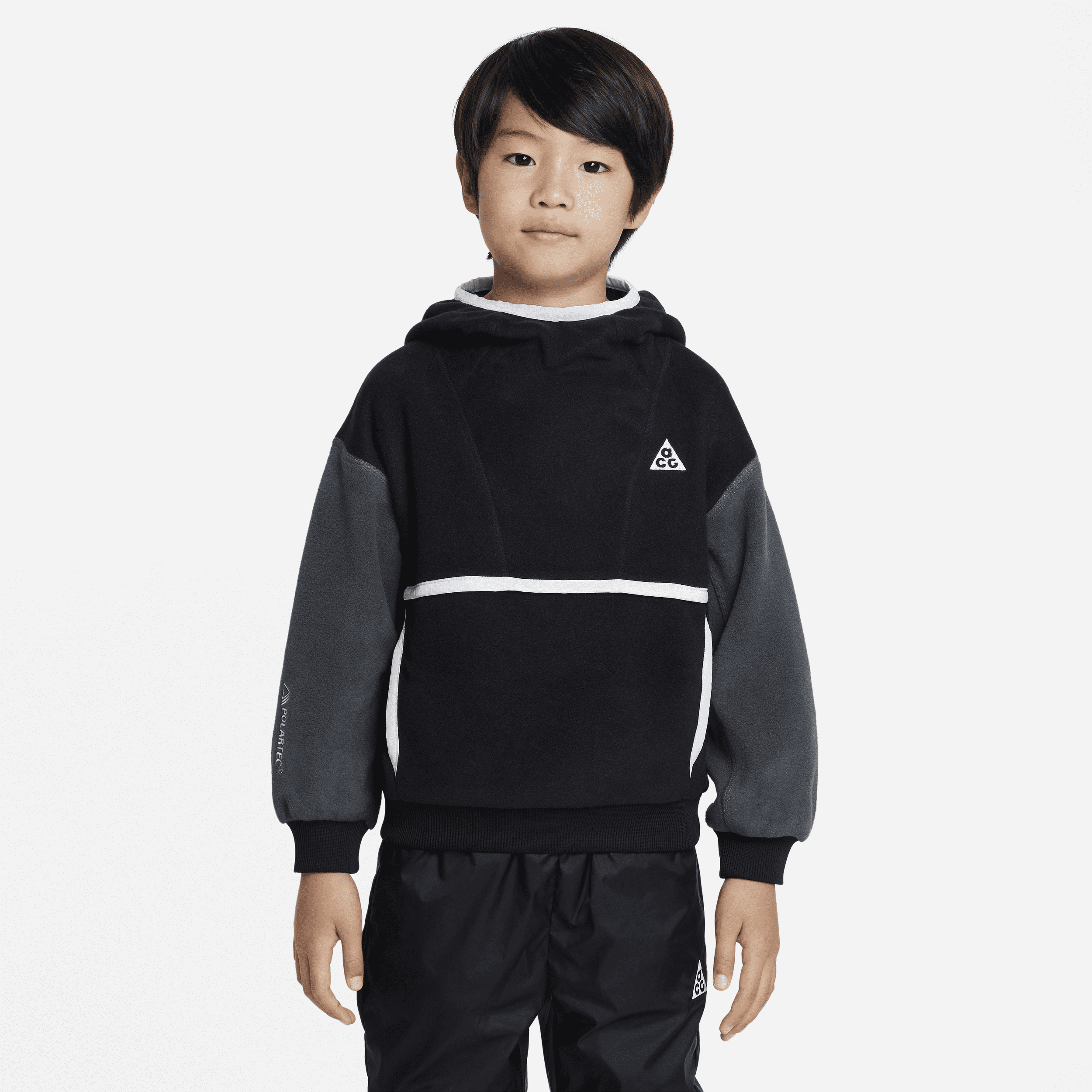 Nike ACG Polartec Wolf Tree-pullover-hættetrøje til mindre børn - sort