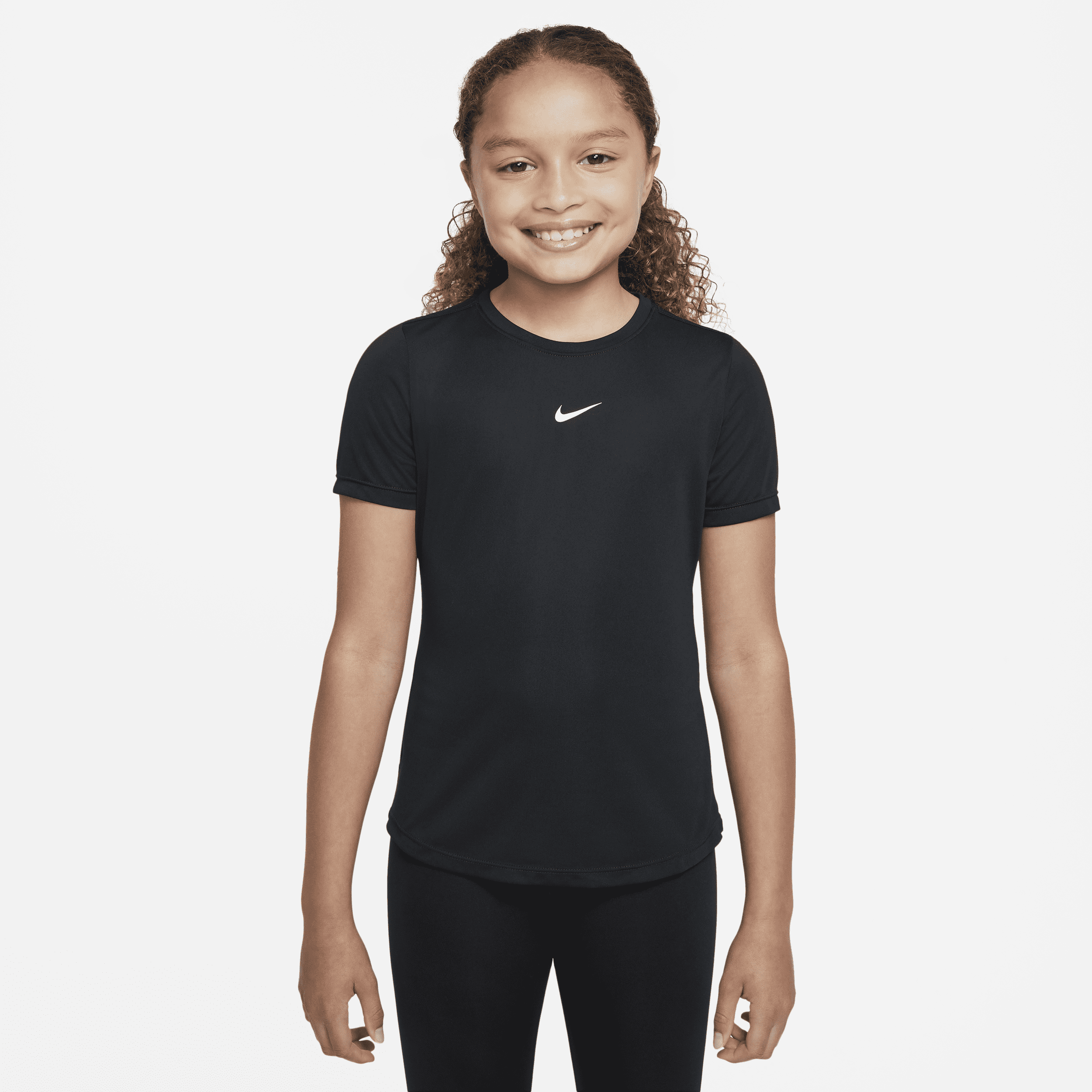 Nike One-top med korte ærmer til større børn (piger) - sort