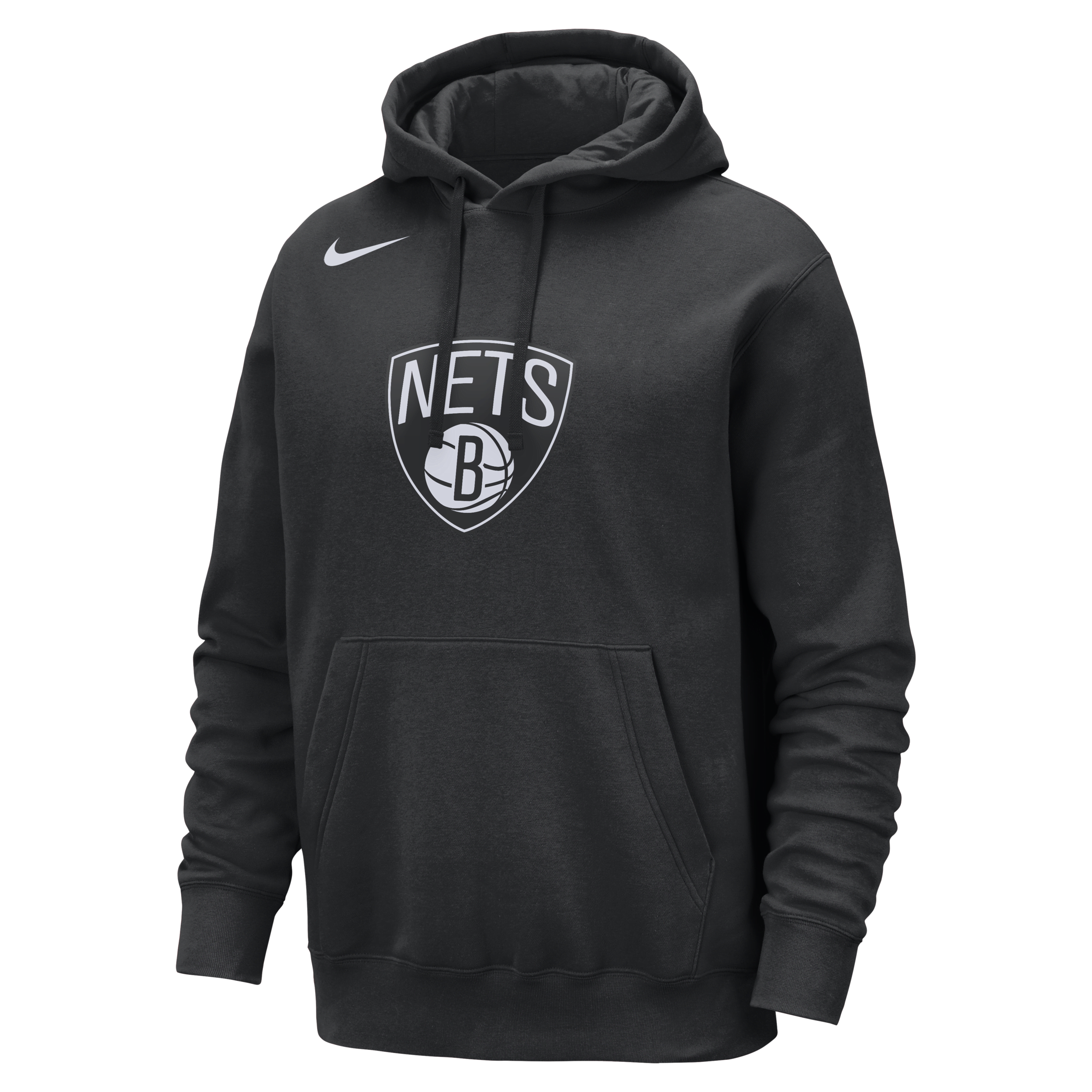 Felpa pullover con cappuccio Brooklyn Nets Club Nike NBA – Uomo - Nero