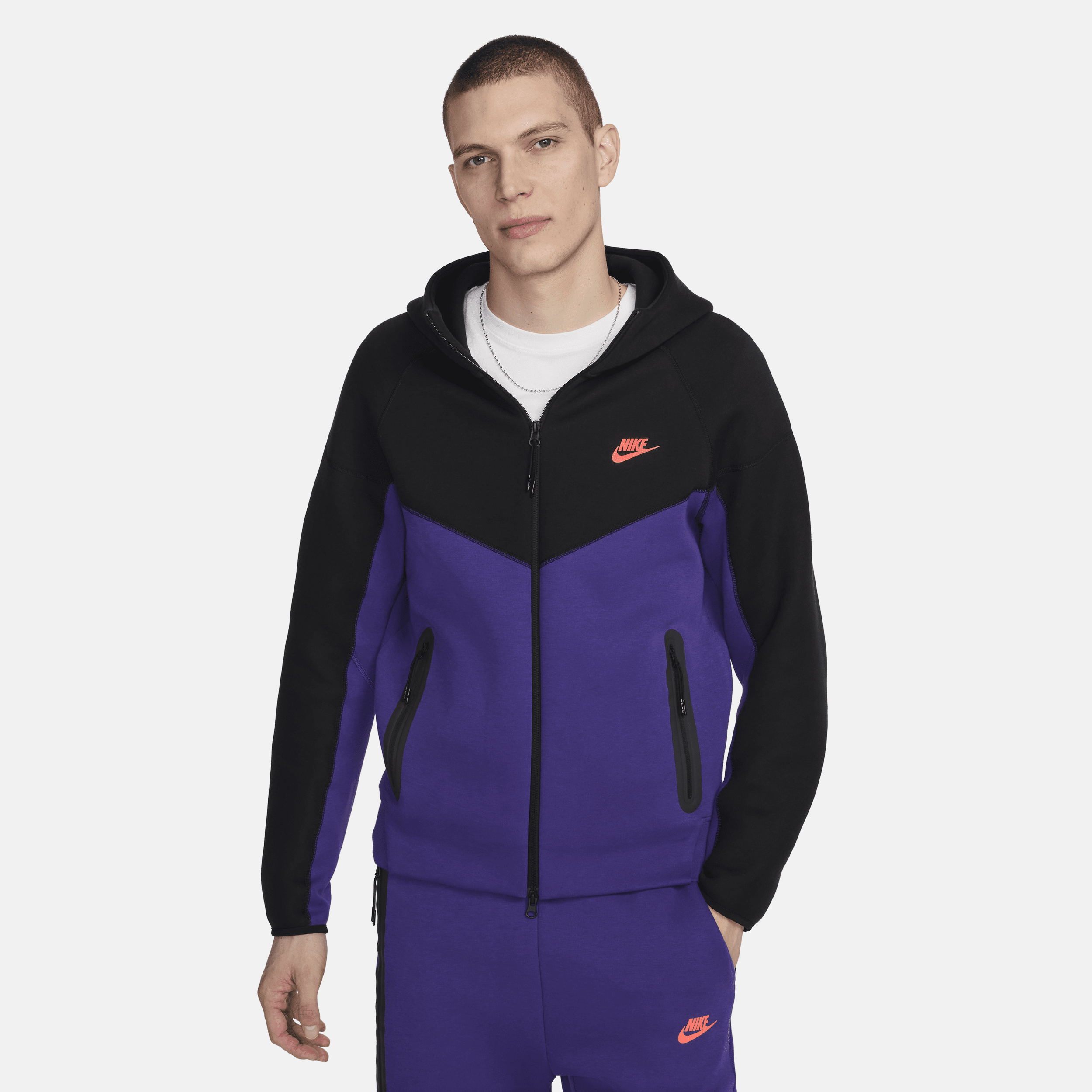 Nike Sportswear Tech Fleece Windrunner-hættetrøje med lynlås til mænd - lilla