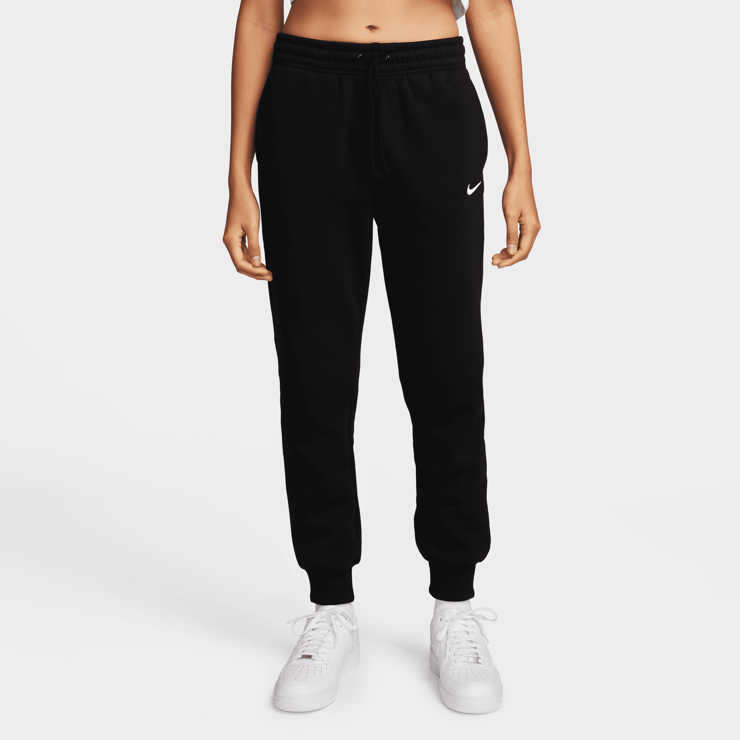 Nike Sportswear Phoenix Fleece-sweatpants med mellemhøj talje til kvinder - sort