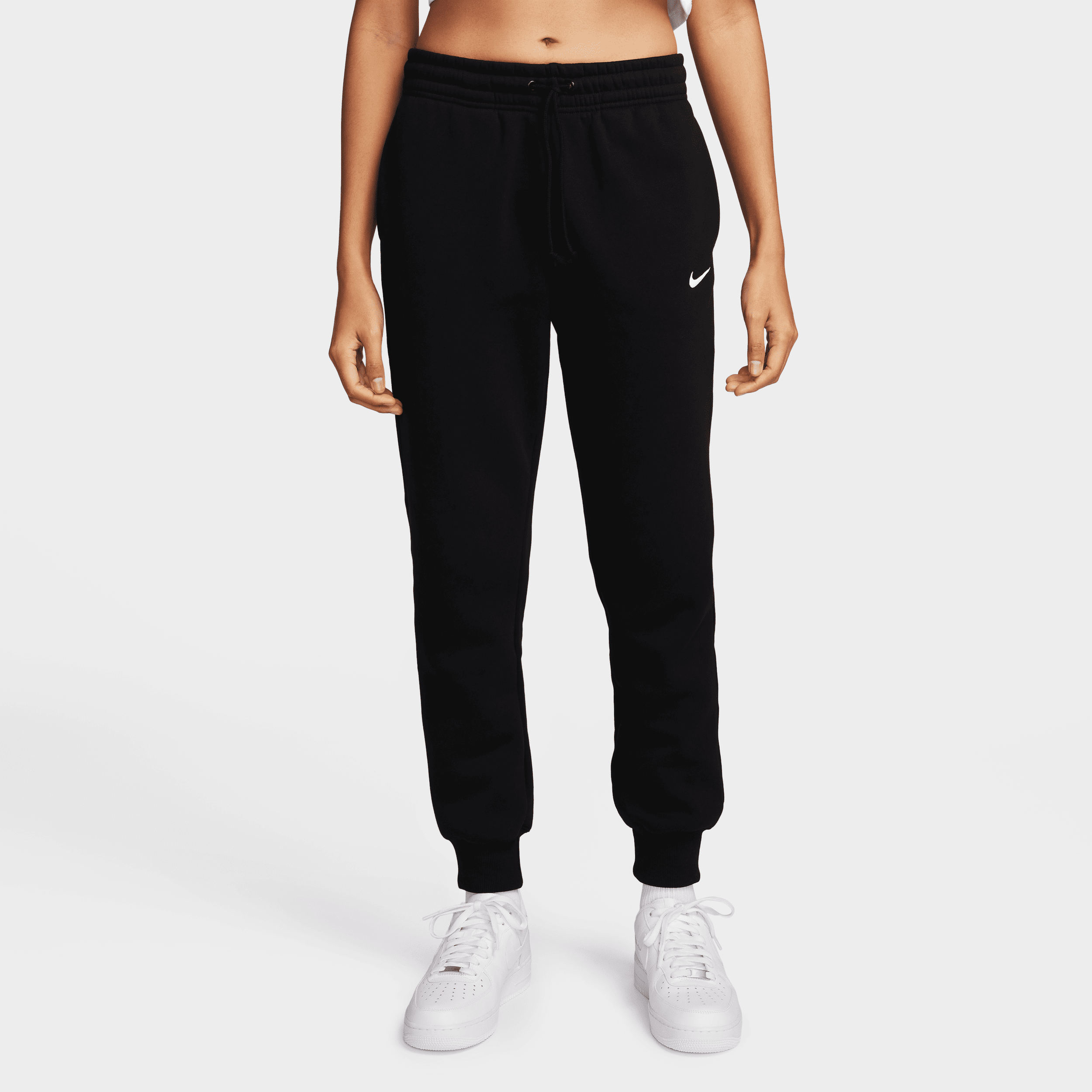 Pantaloni tuta a vita media Nike Phoenix Fleece – Donna - Nero