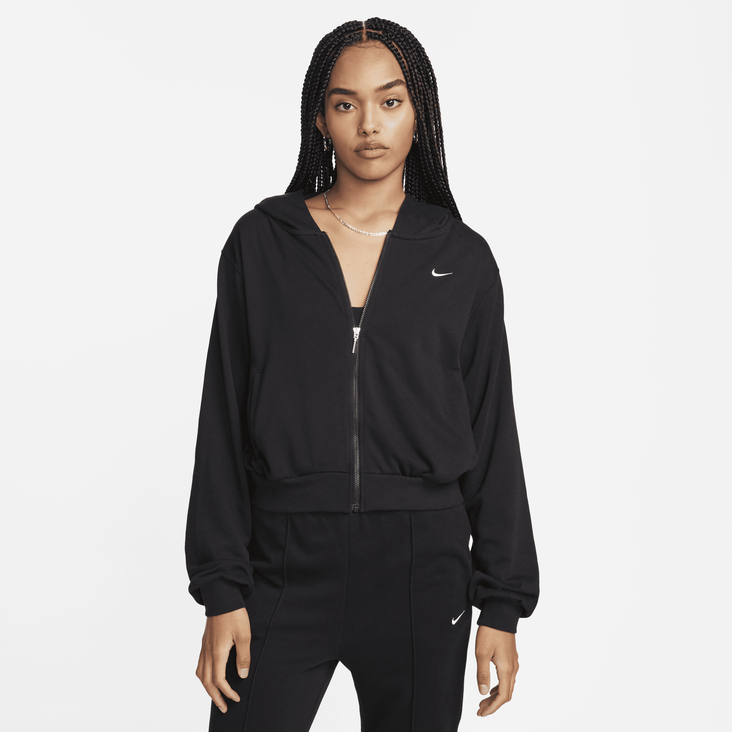 Nike Sportswear Chill Terry ruimvallende hoodie van sweatstof met rits voor dames - Zwart