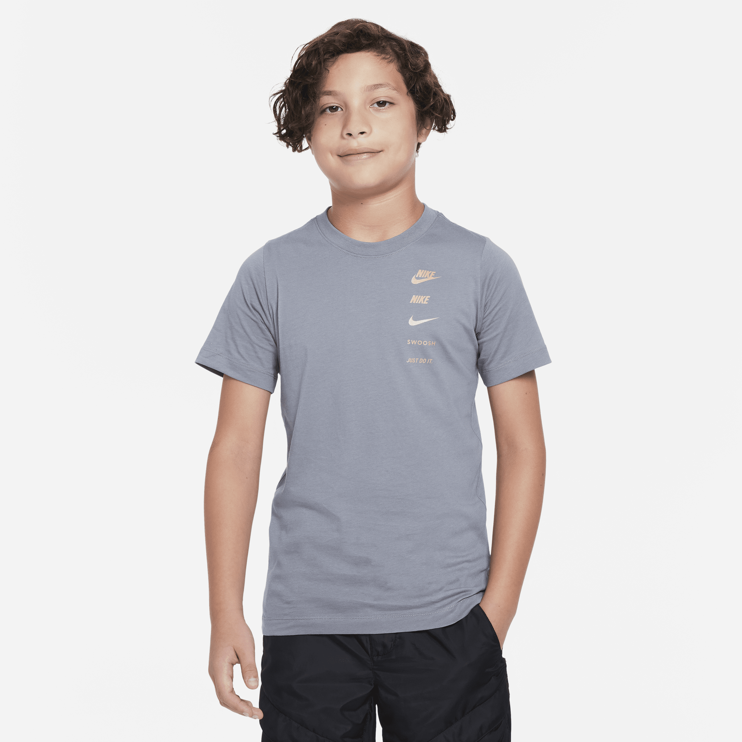 Grafisk Nike Sportswear-T-shirt til større børn (drenge) - grå