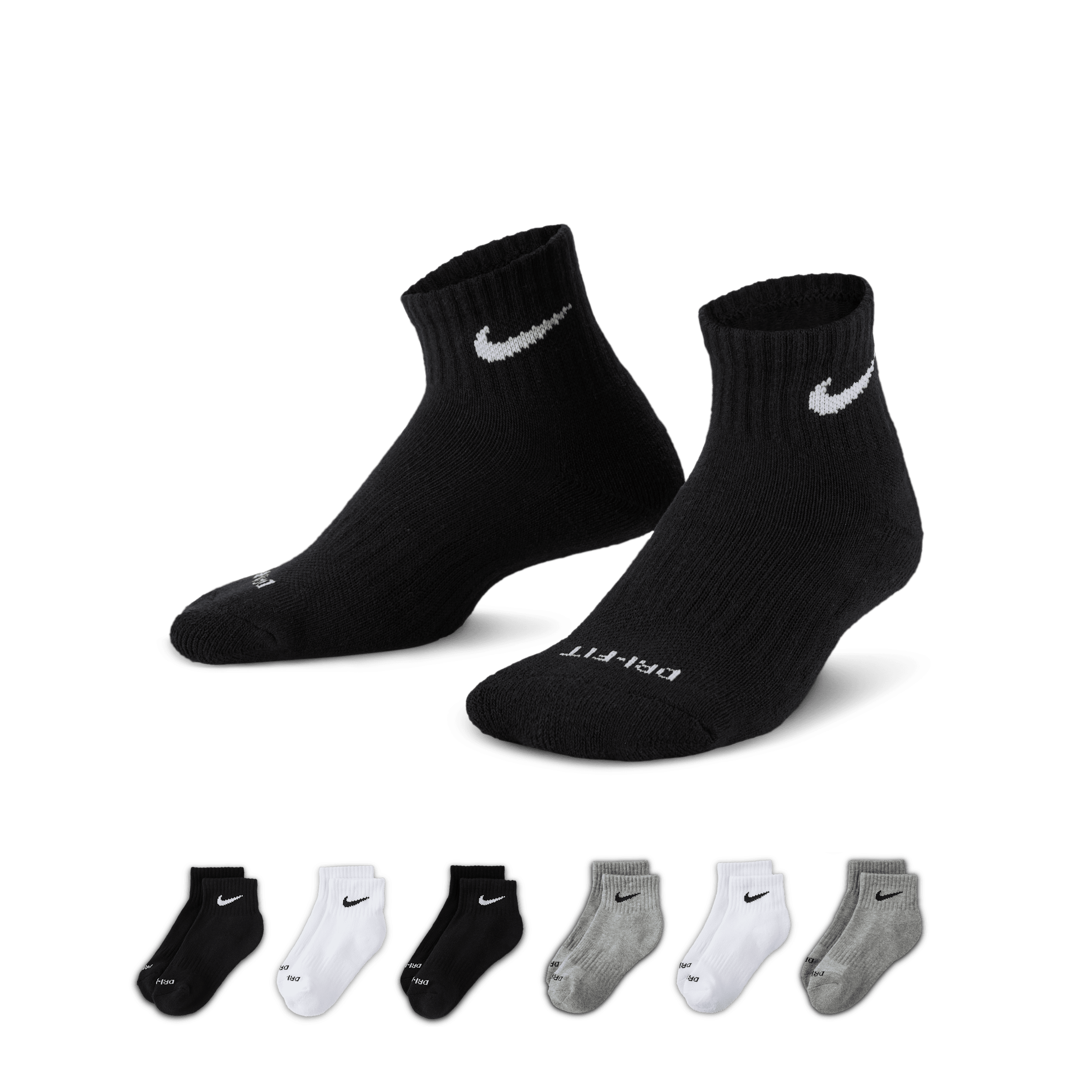 【ナイキ(NIKE)公式ストア】ナイキ Dri-FIT パフォーマンス ベーシックス リトルキッズ クォーター ソックス (6足) DO5212-063 グレー 【ナイキ(NIKE)公式ストア】ナイキ Dri-FIT パフォーマンス ベーシックス リトルキッズ クォーター ソックス (6足) DO5212-063 グレー