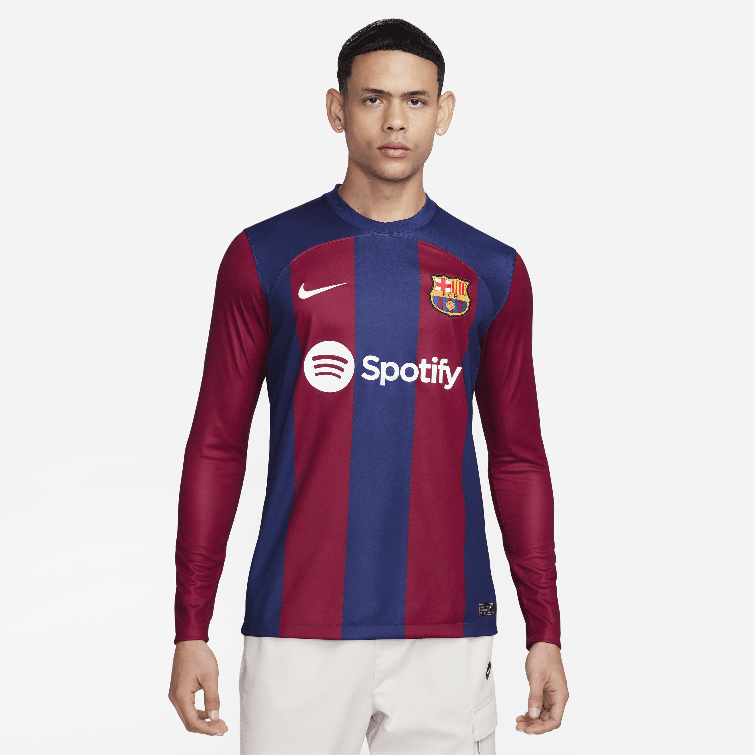 FC Barcelona 2023/24 Stadium Home Nike Dri-FIT-fodboldtrøje med lange ærmer til mænd - blå