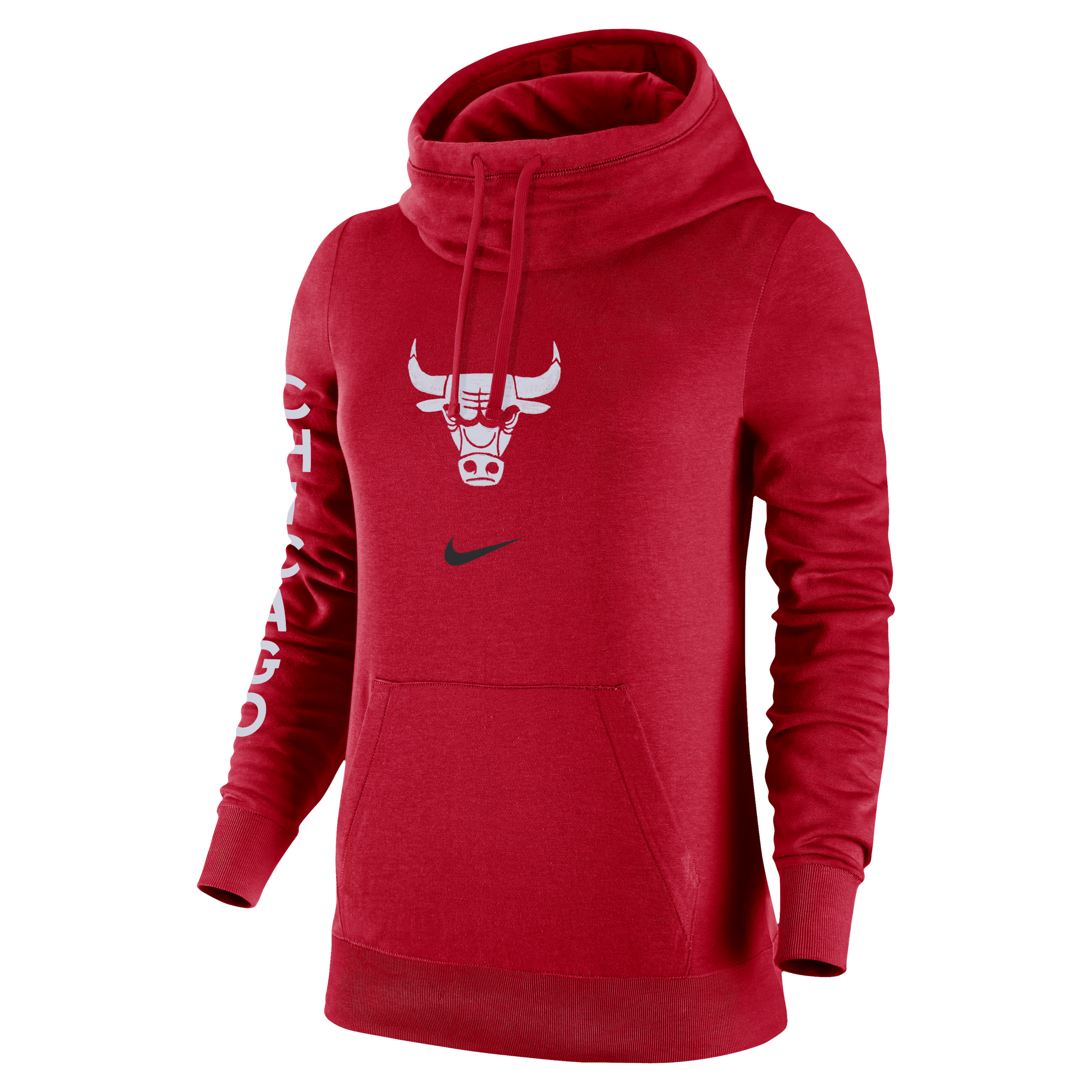 Chicago Bulls Club Fleece 2023/24 City Edition Sudadera con capucha y cuello de embudo Nike NBA - Mujer - Rojo