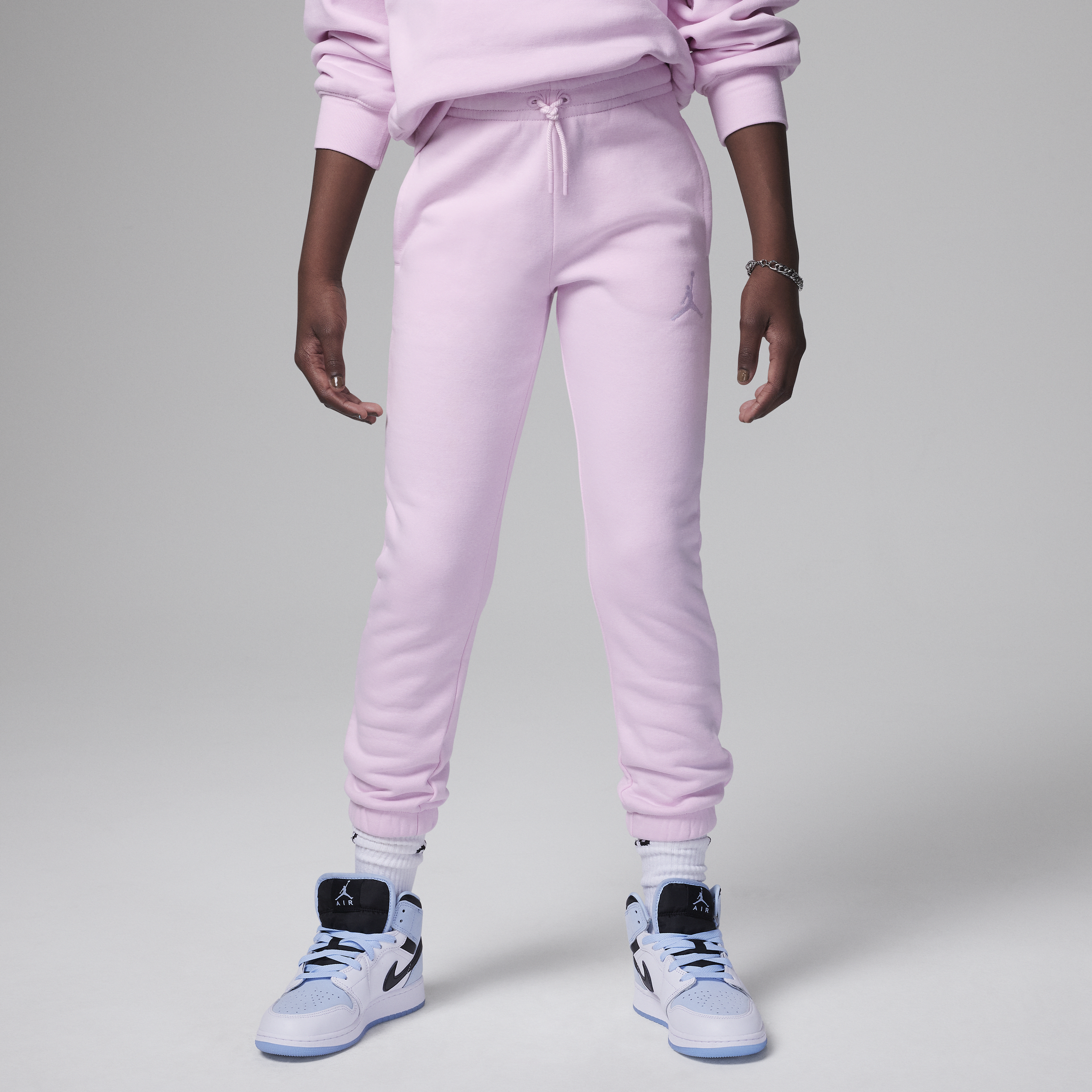 Jordan Icon Play-fleecebukser til større børn - Pink