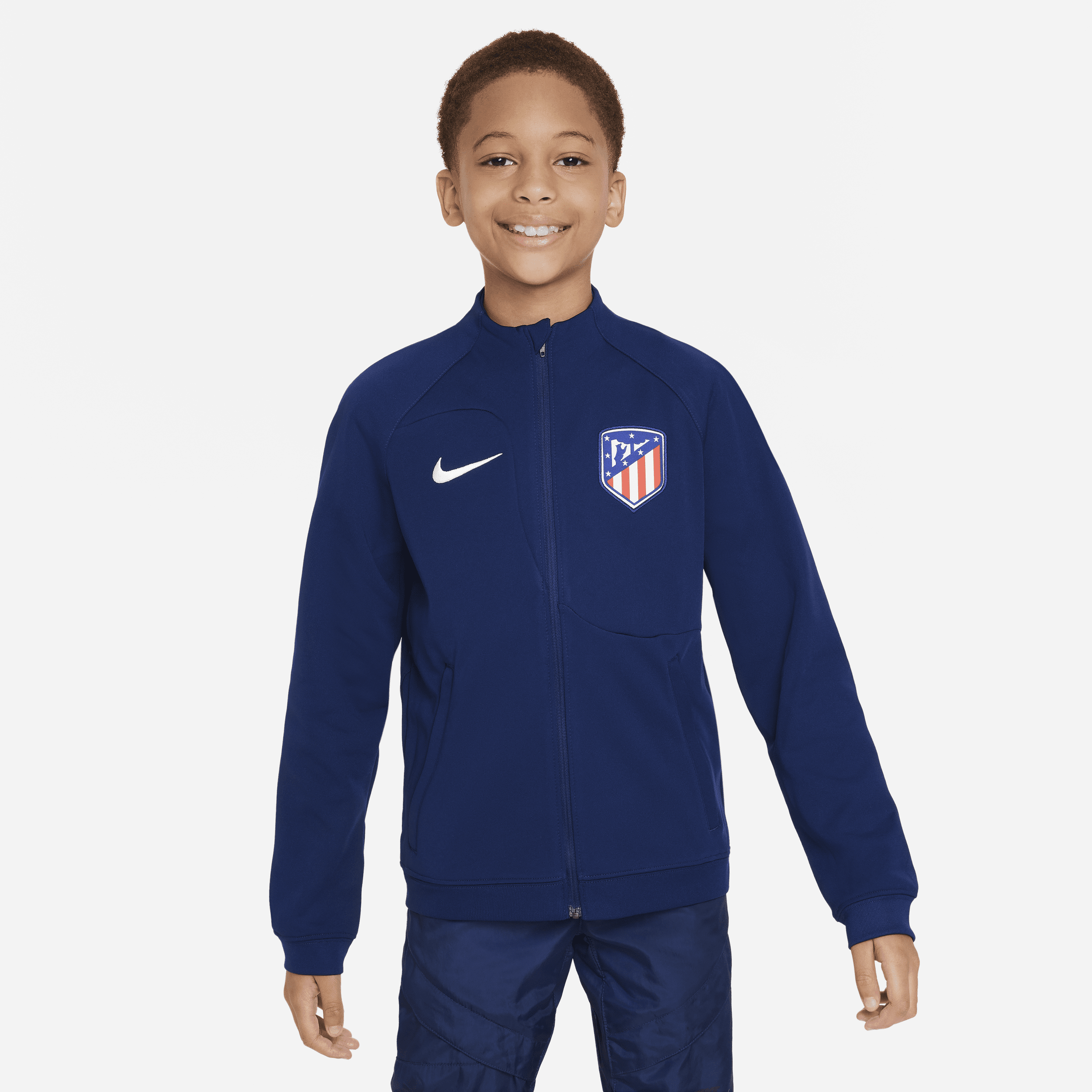 Nike Maskinstrikket Atlético Madrid Academy Pro-fodboldjakke til større børn - blå