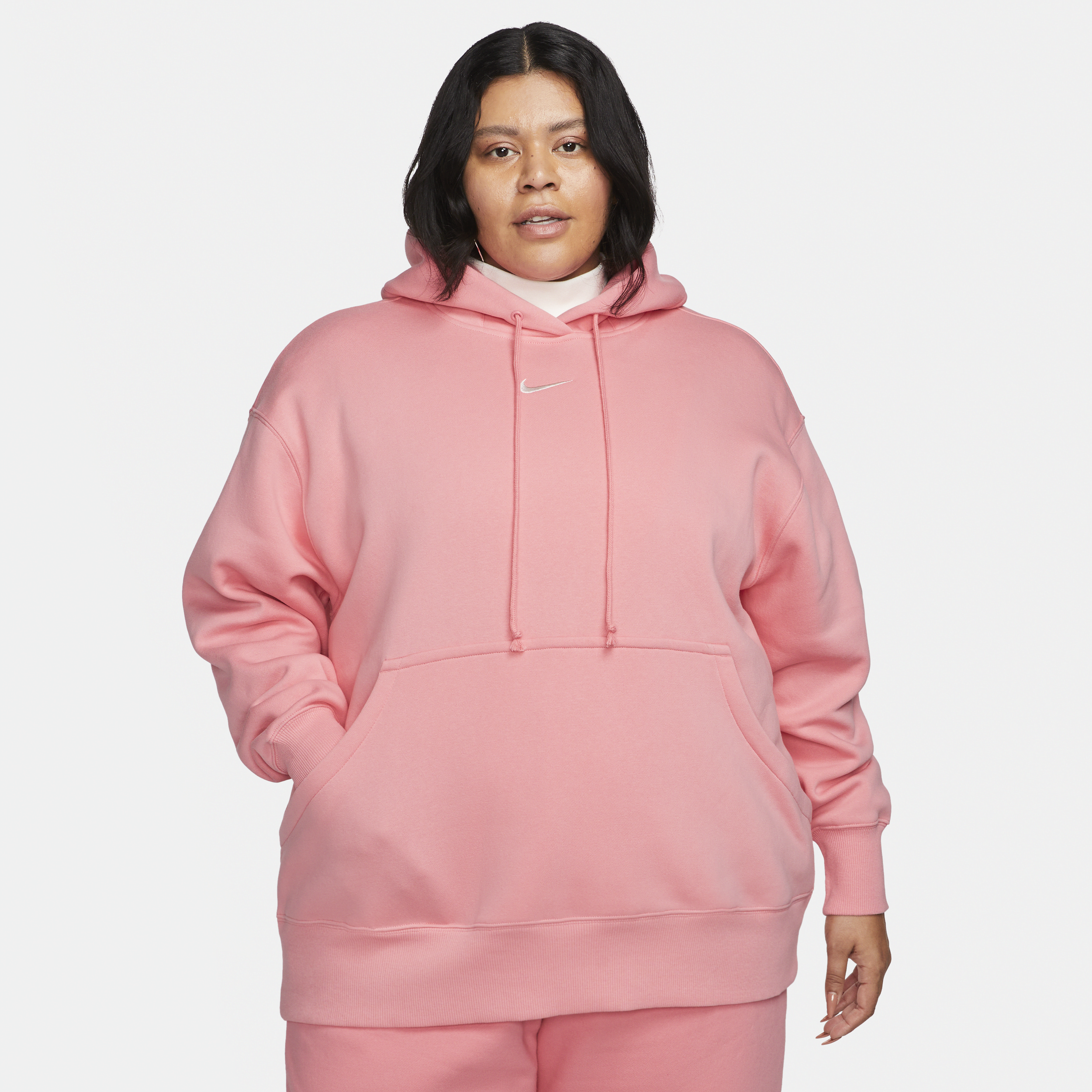 Oversized Nike Sportswear Phoenix Fleece-pullover-hættetrøje til kvinder (plus size) - Pink
