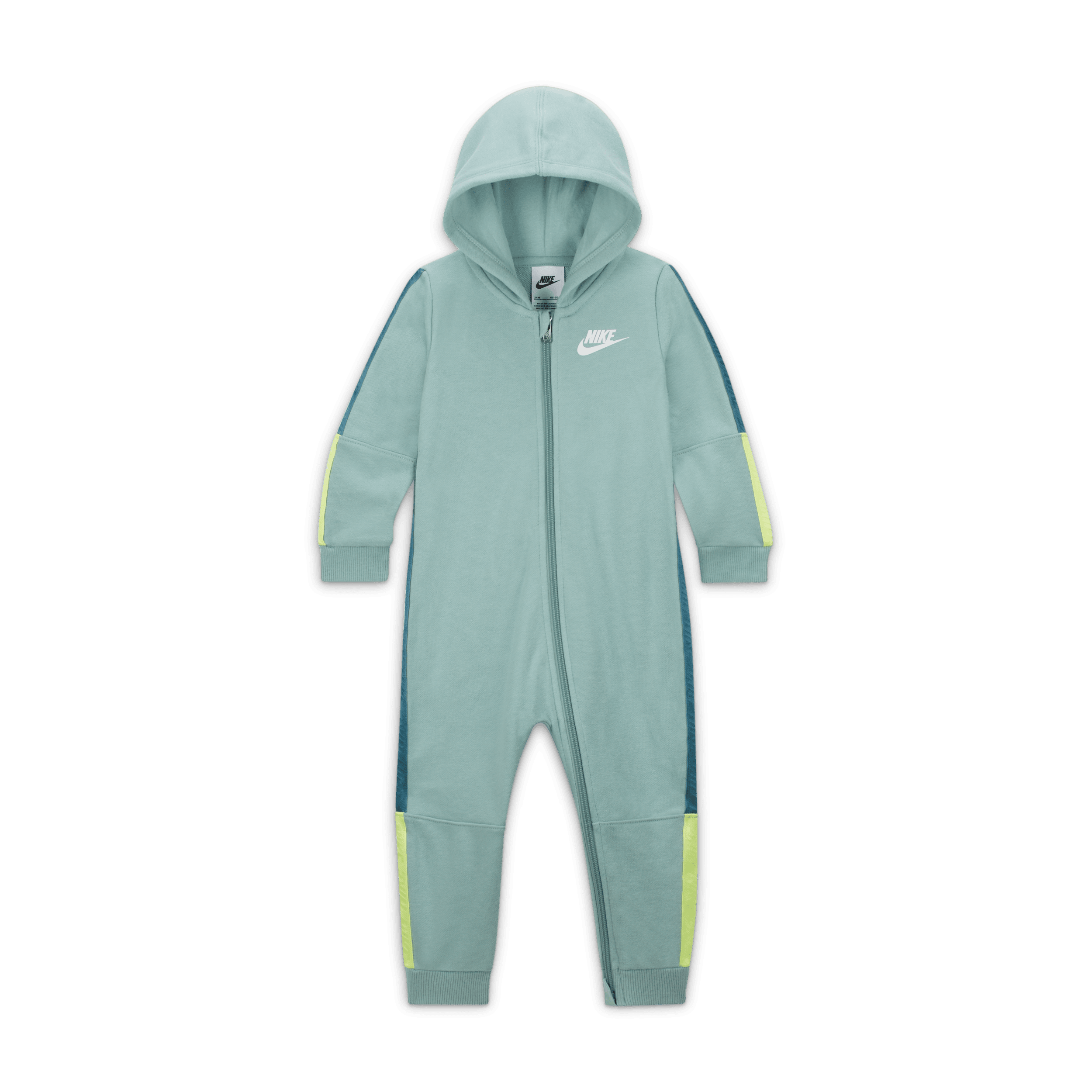 Nike Sportswear-heldragt med hætte og kantbåndsdetaljer til babyer - grøn